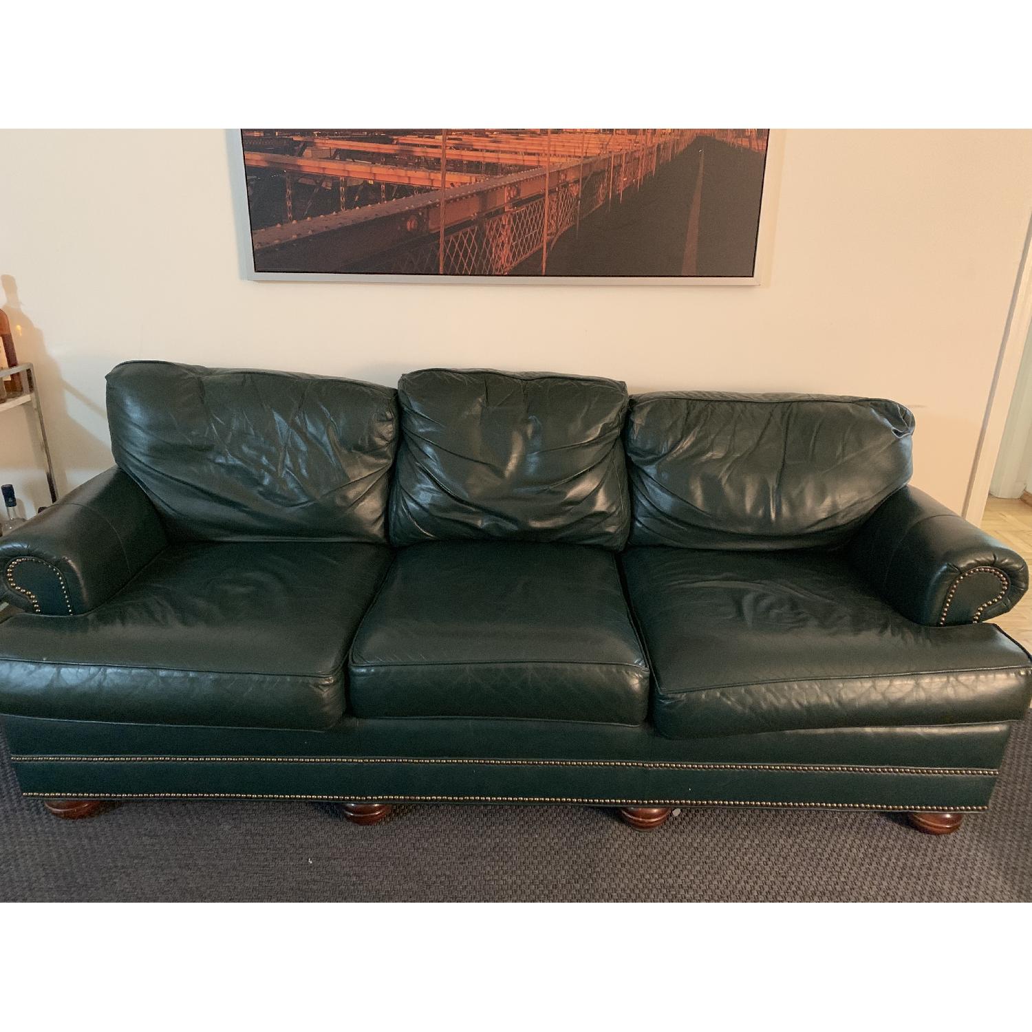 Jamestown Sterling Green Leather Sofa - image-4