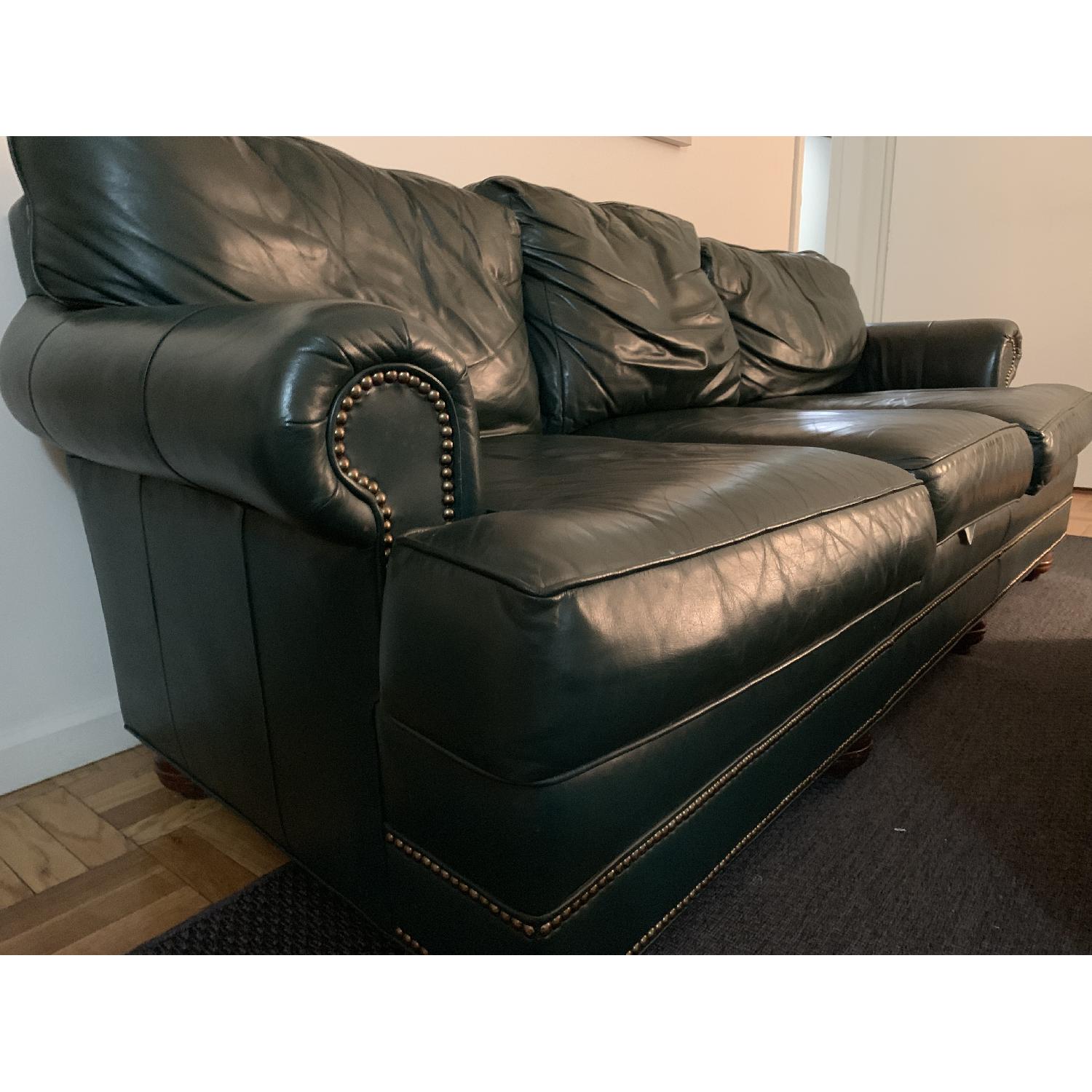 Jamestown Sterling Green Leather Sofa - image-2