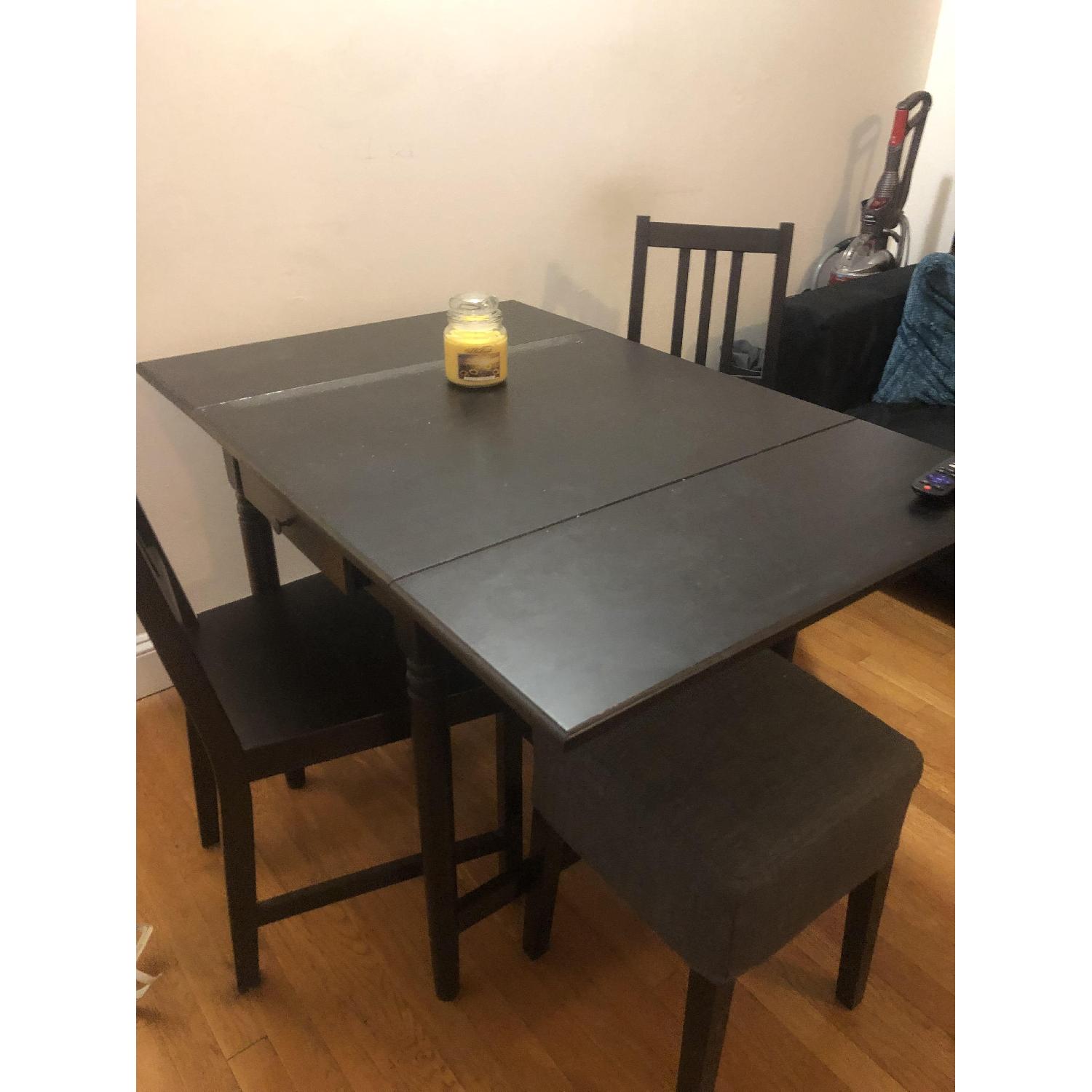 Ikea Black 5- Piece Drop-Leaf Dining Set - image-5