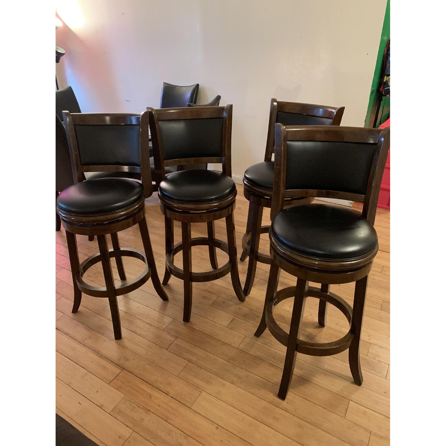 Brown Leather Bar Stools - image-1