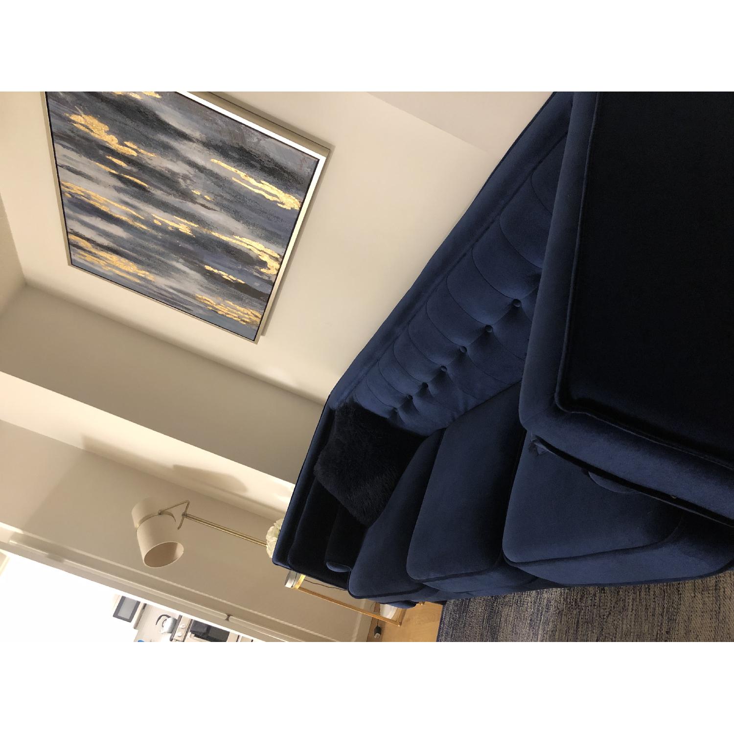 Blue Velvet Tufted Sofa - image-1