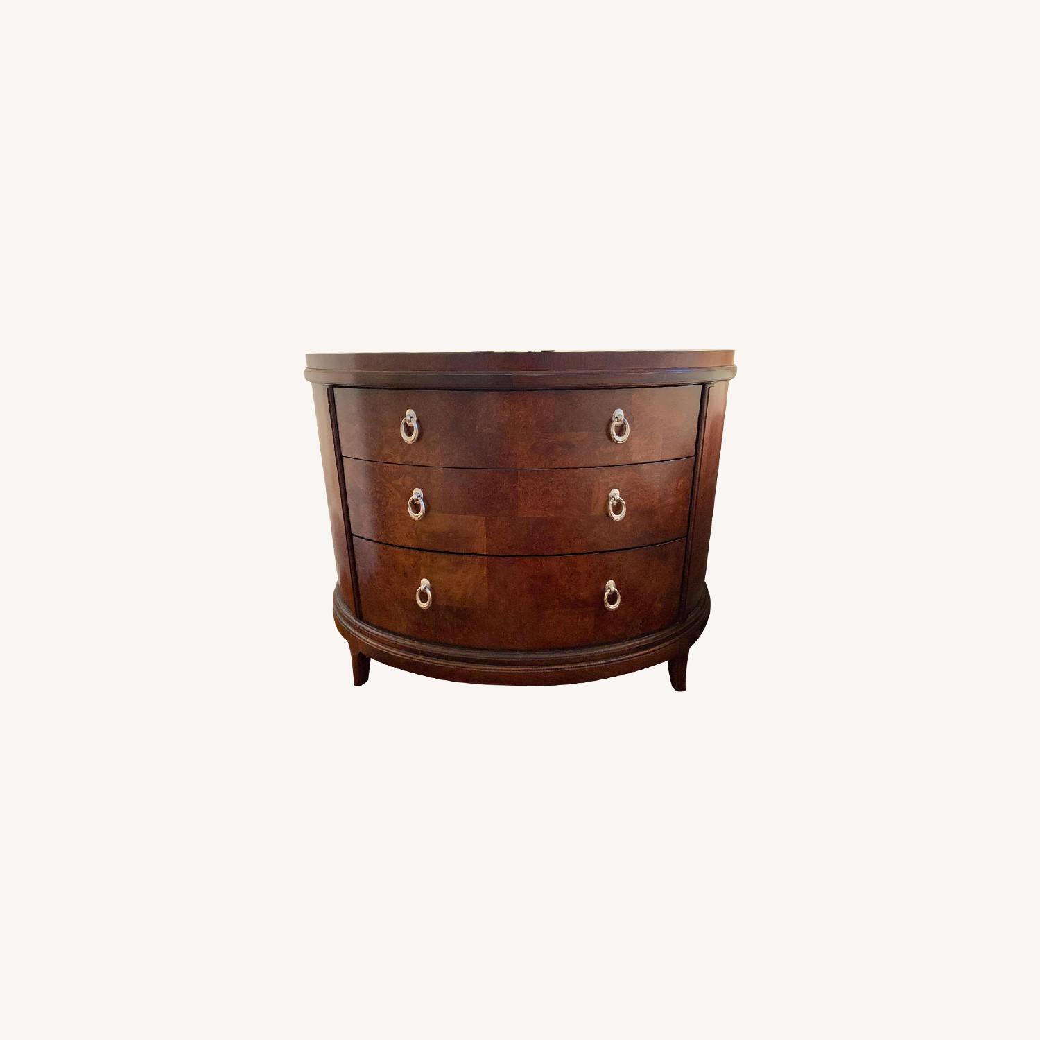 Thomasville Bogart Collection Burled Wood Chest Nightstand Aptdeco