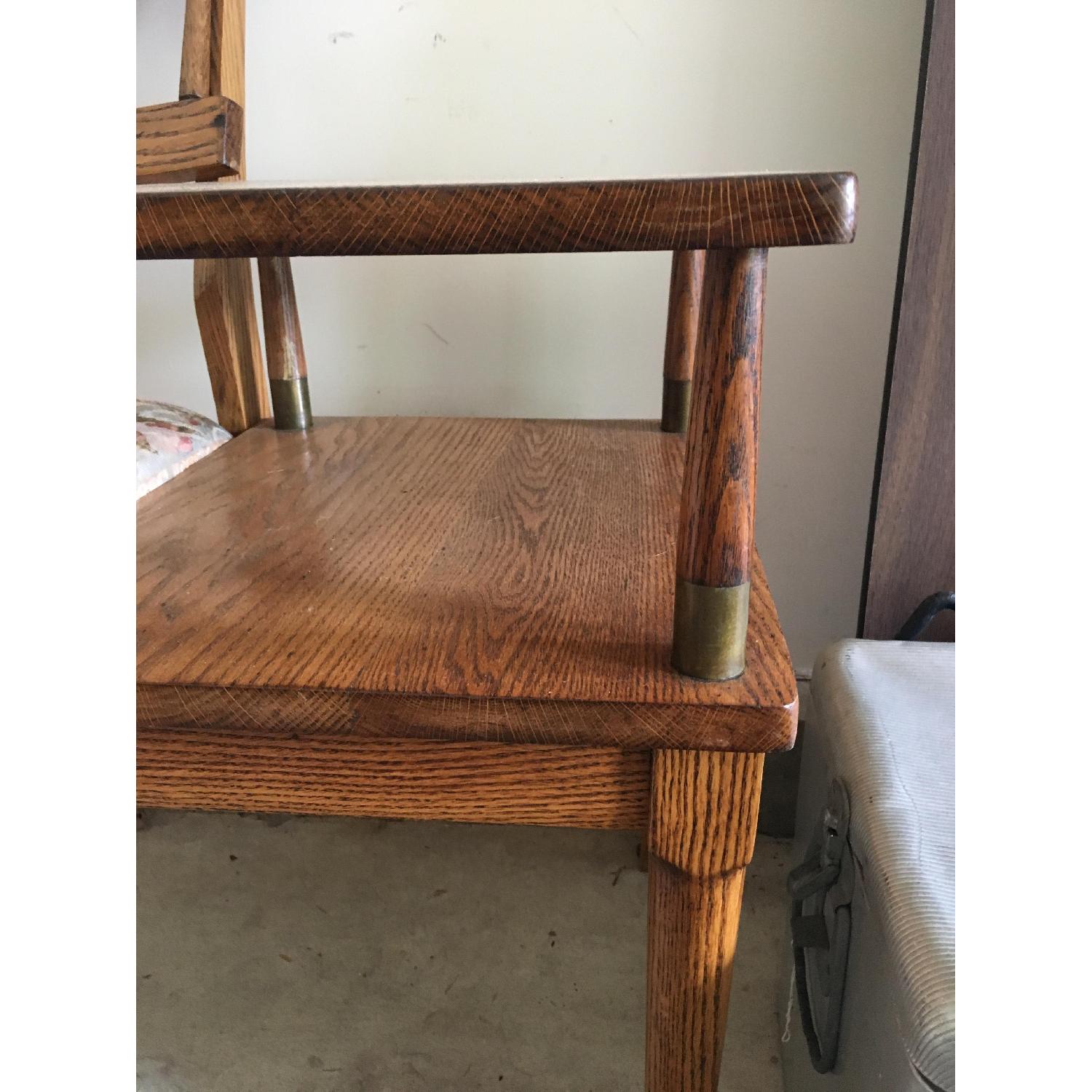 Mid Century Vintage Oak Telephone Table w/ Upholstered Chair - image-2