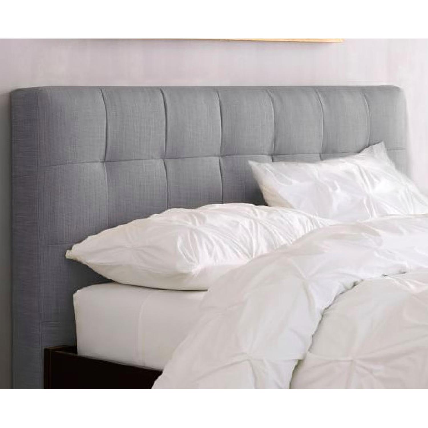 West Elm Bed Frame w/ Dark Grey Grid-Tufted Headboard - image-5
