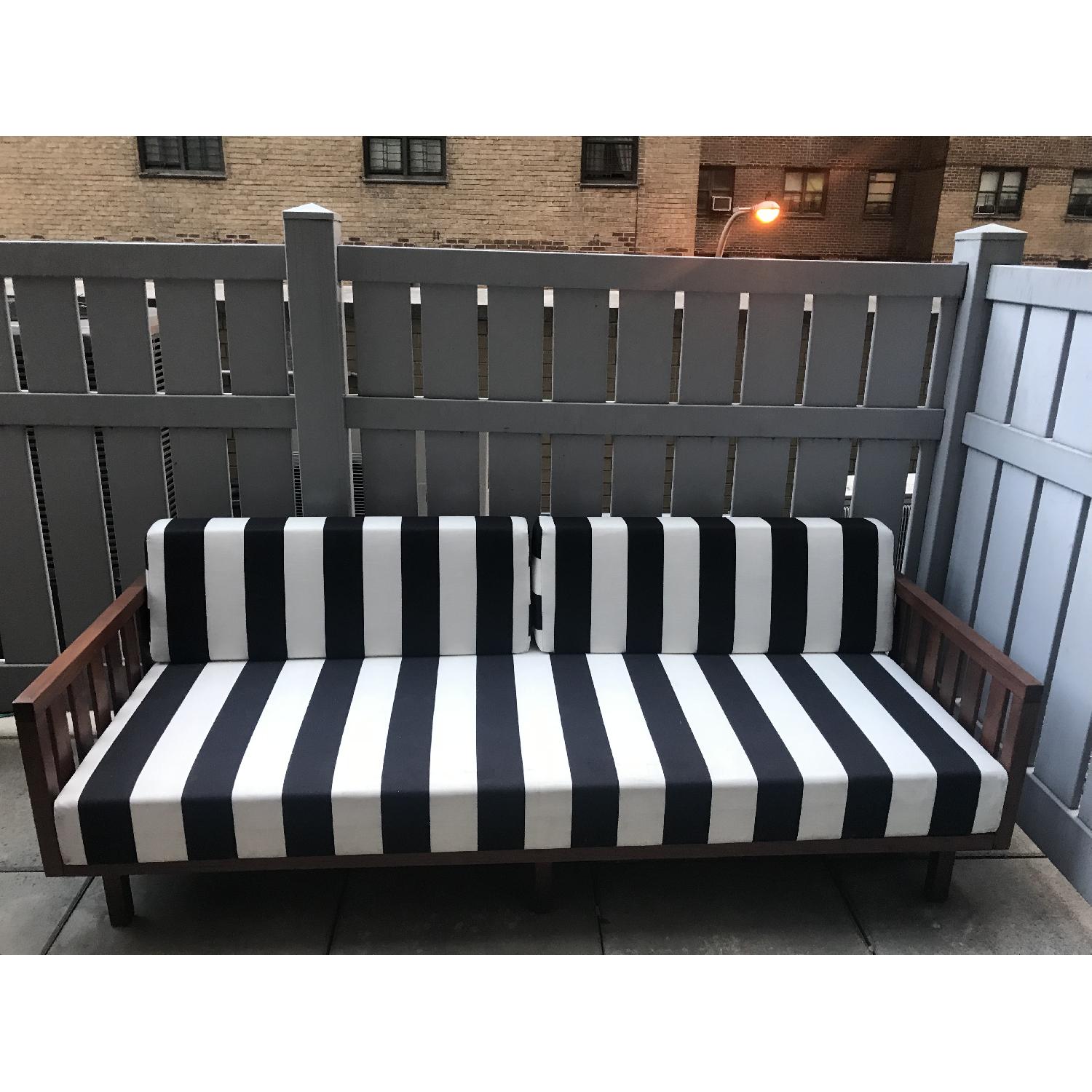 CB2 Tropez Black & White Stripe Outdoor/Patio Sofa - image-1