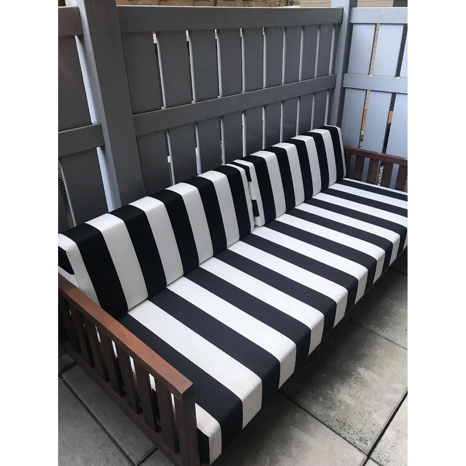 CB2 Tropez Black & White Stripe Outdoor/Patio Sofa - image-2