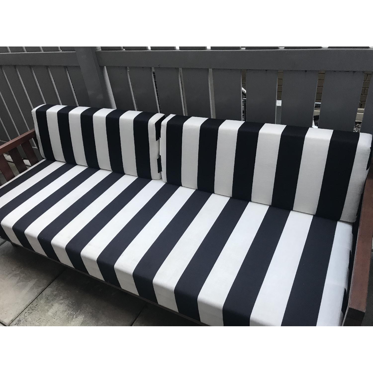 CB2 Tropez Black & White Stripe Outdoor/Patio Sofa - image-3