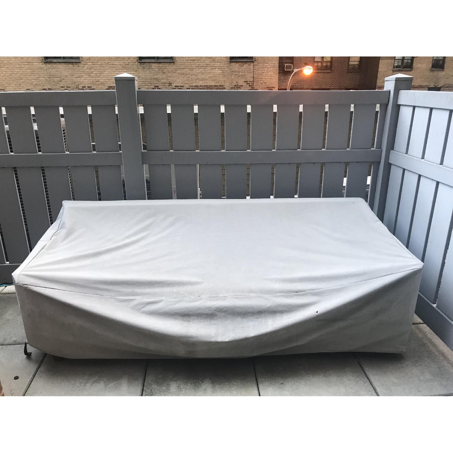 CB2 Tropez Black & White Stripe Outdoor/Patio Sofa - image-4