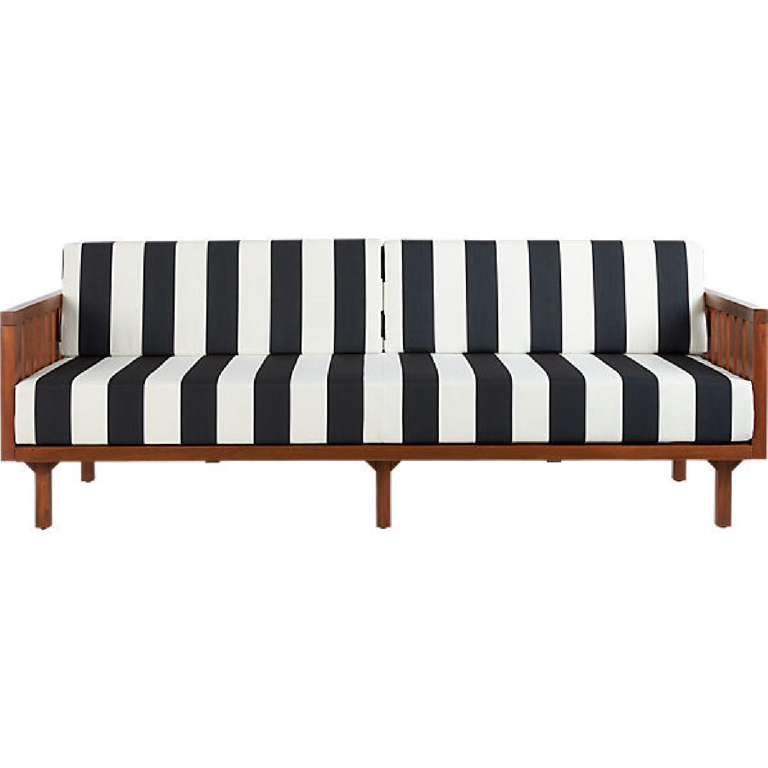 CB2 Tropez Black & White Stripe Outdoor/Patio Sofa - AptDeco