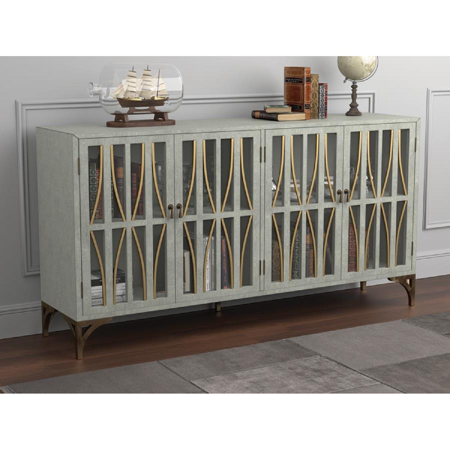 Contemporary Accent In Grey Green w/ Bronze Hardware AptDeco