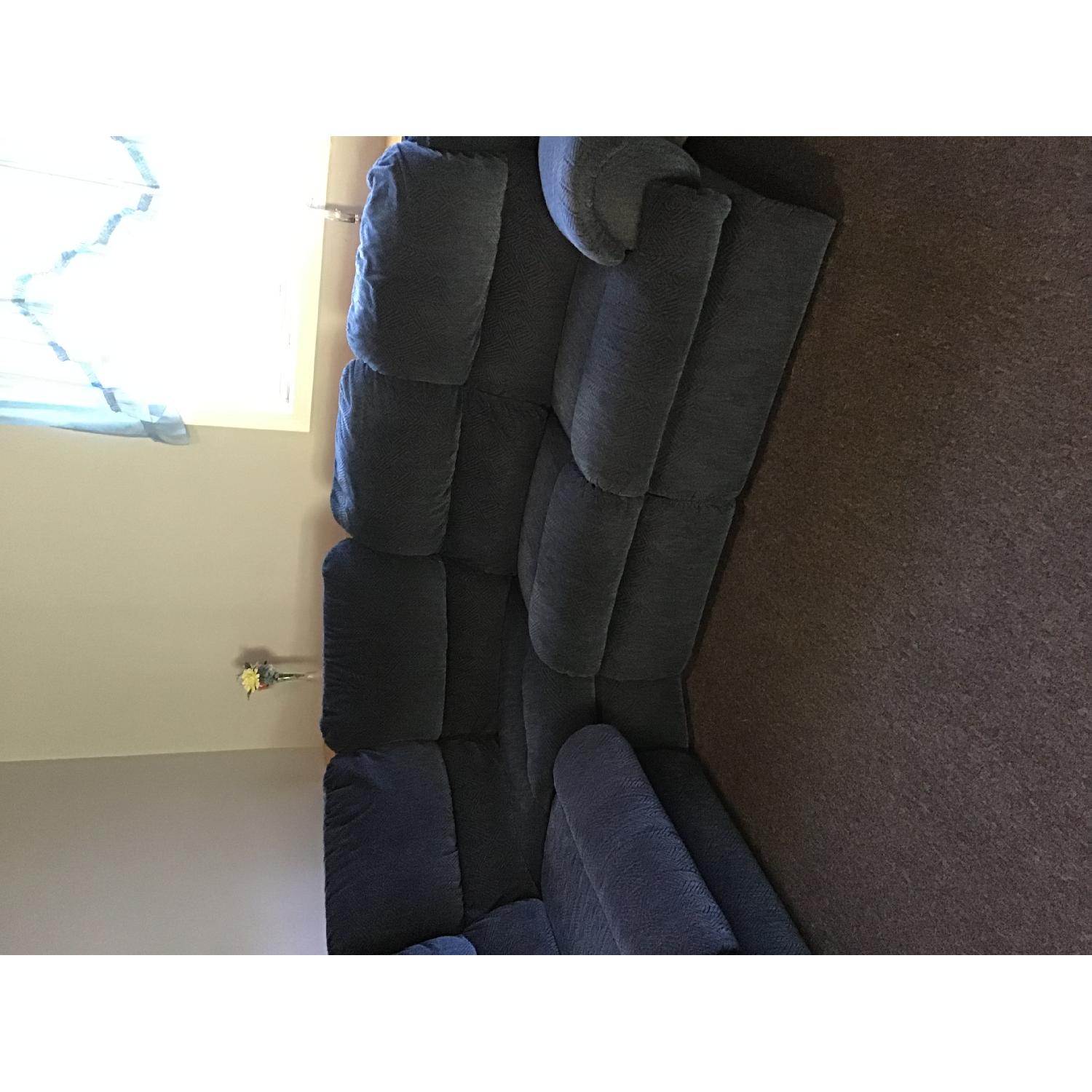 Blue Fabric Sleeper Sectional Sofa - image-2