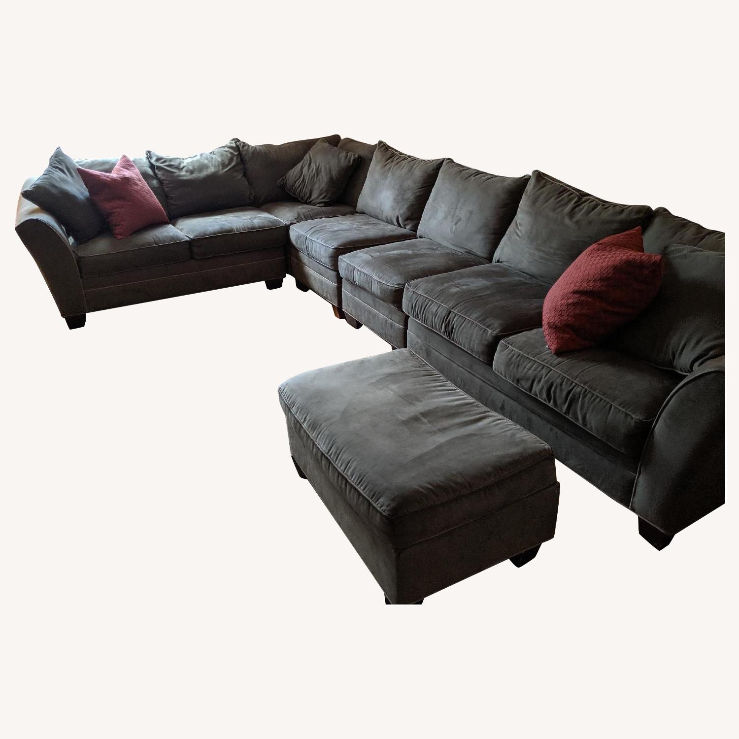 Raymour & Flanigan 5 Piece Microfiber Sectional Sofa - AptDeco