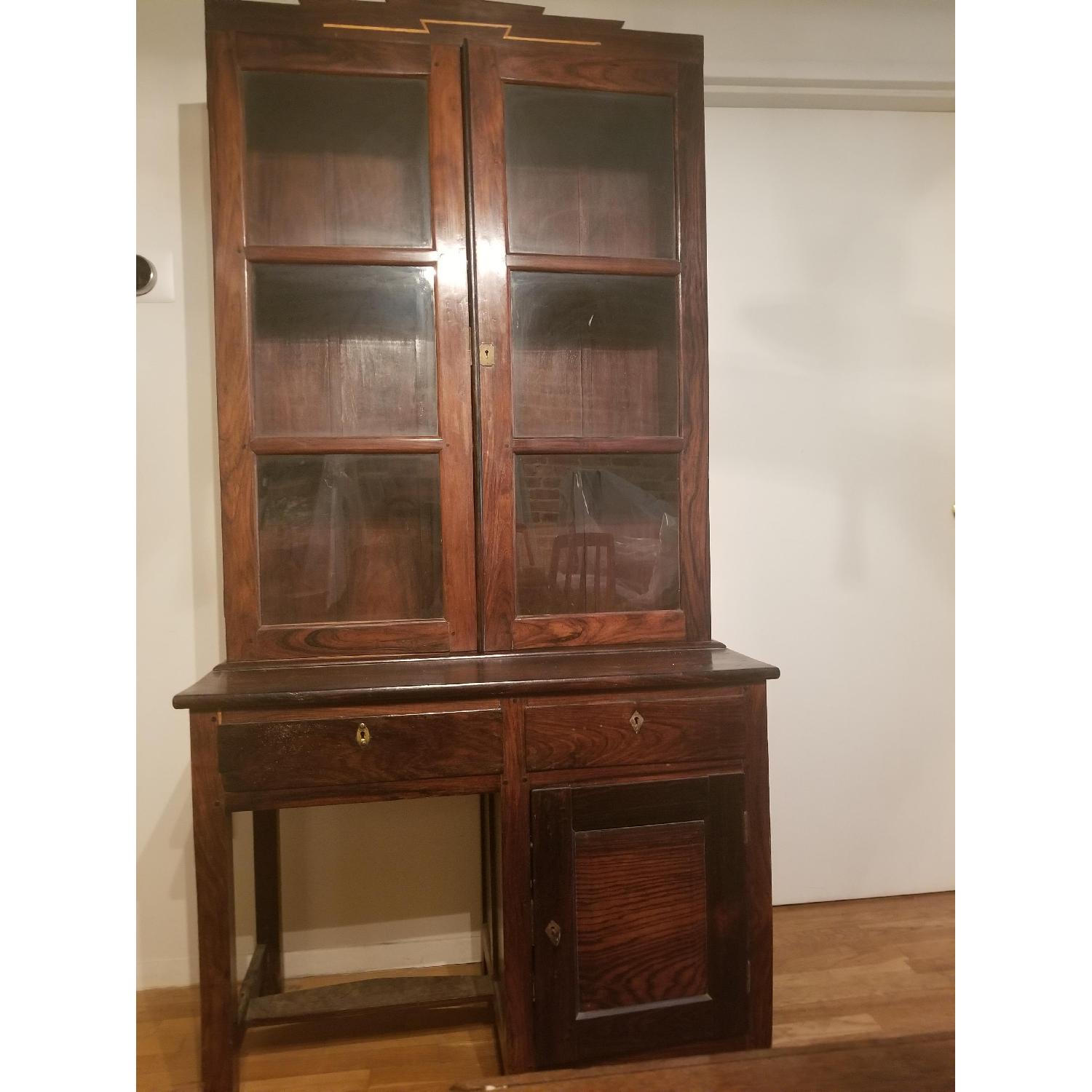Antique Deco Mahogany & Glass Cabinet - image-1