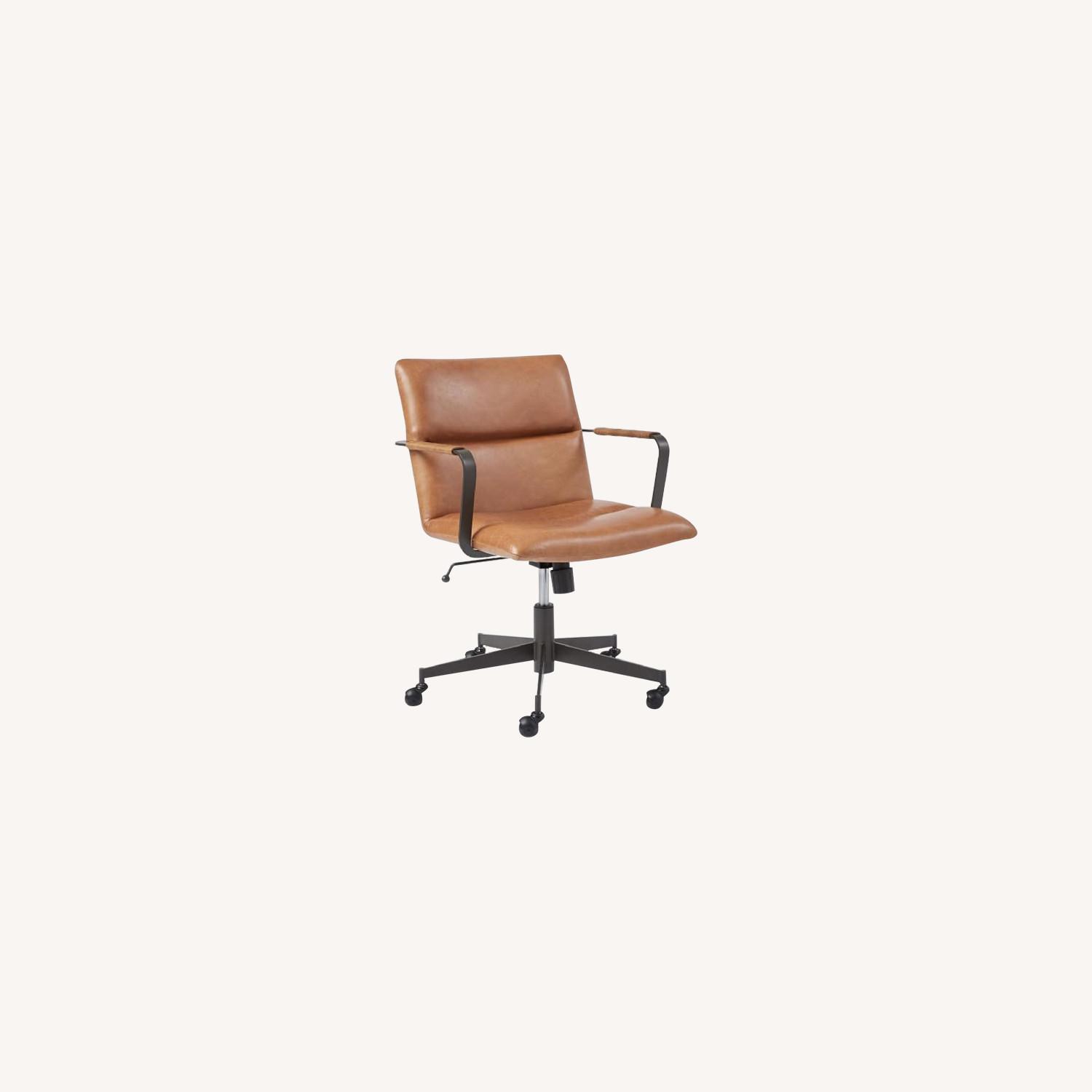 West Elm Cooper Mid Century Leather Swivel Office Chair AptDeco