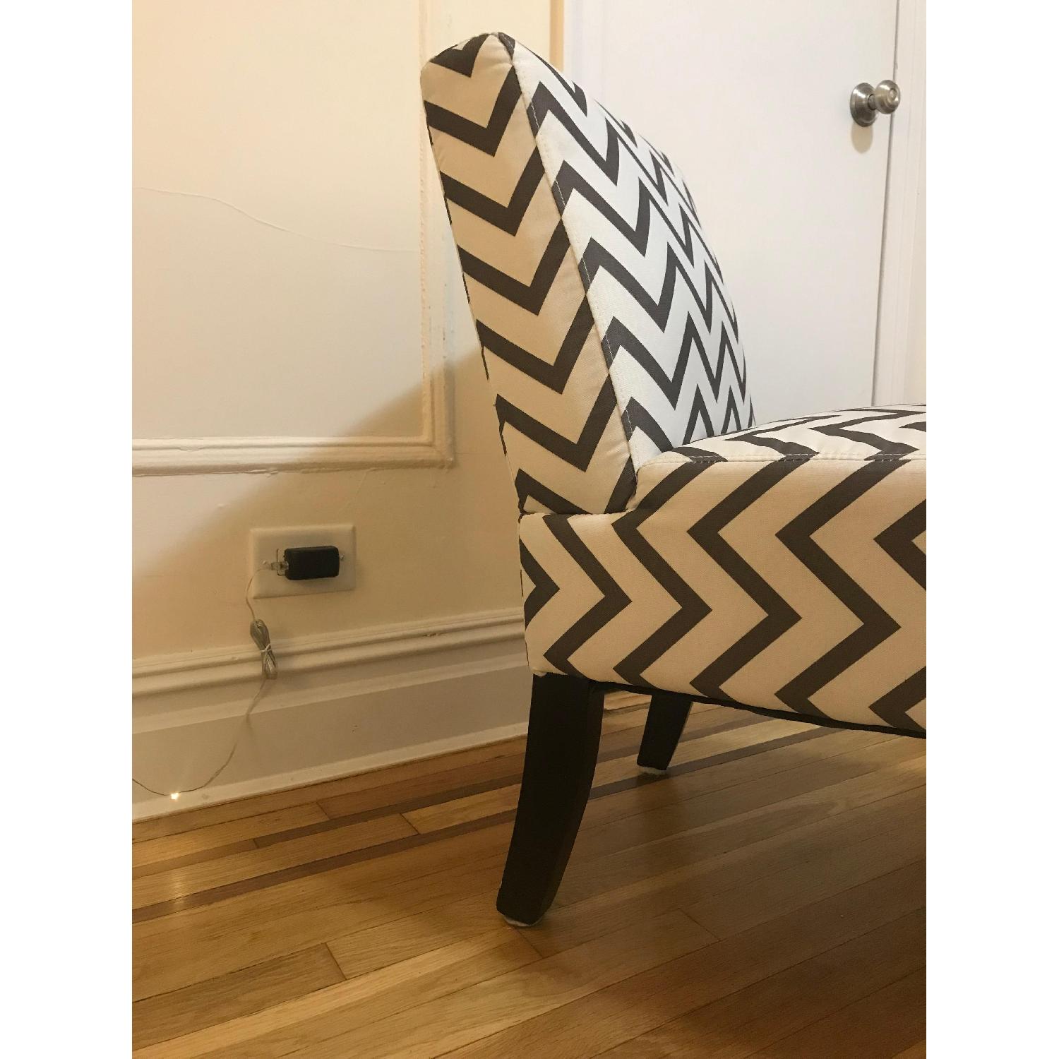 Black & White Striped Pattern Armless Accent Chair - image-2