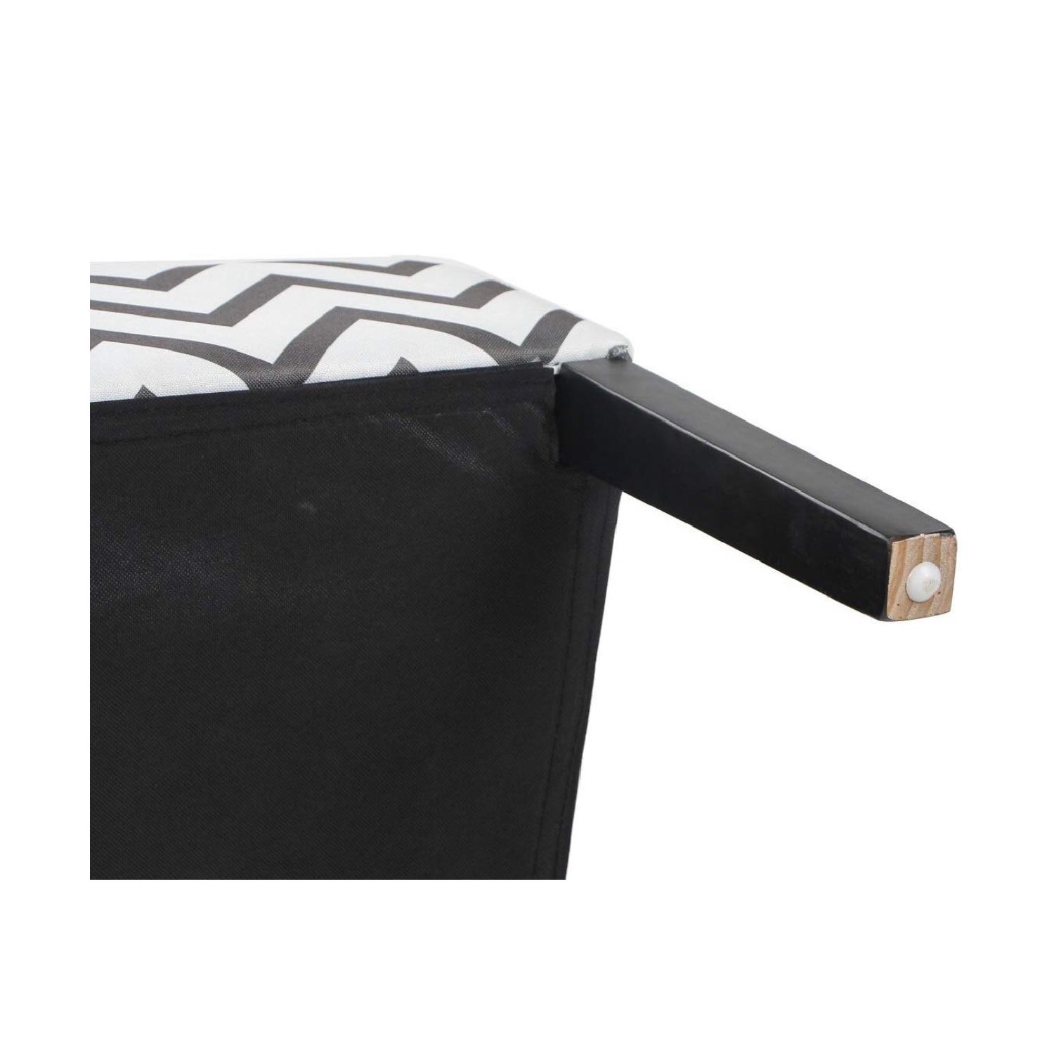 Black & White Striped Pattern Armless Accent Chair - image-5