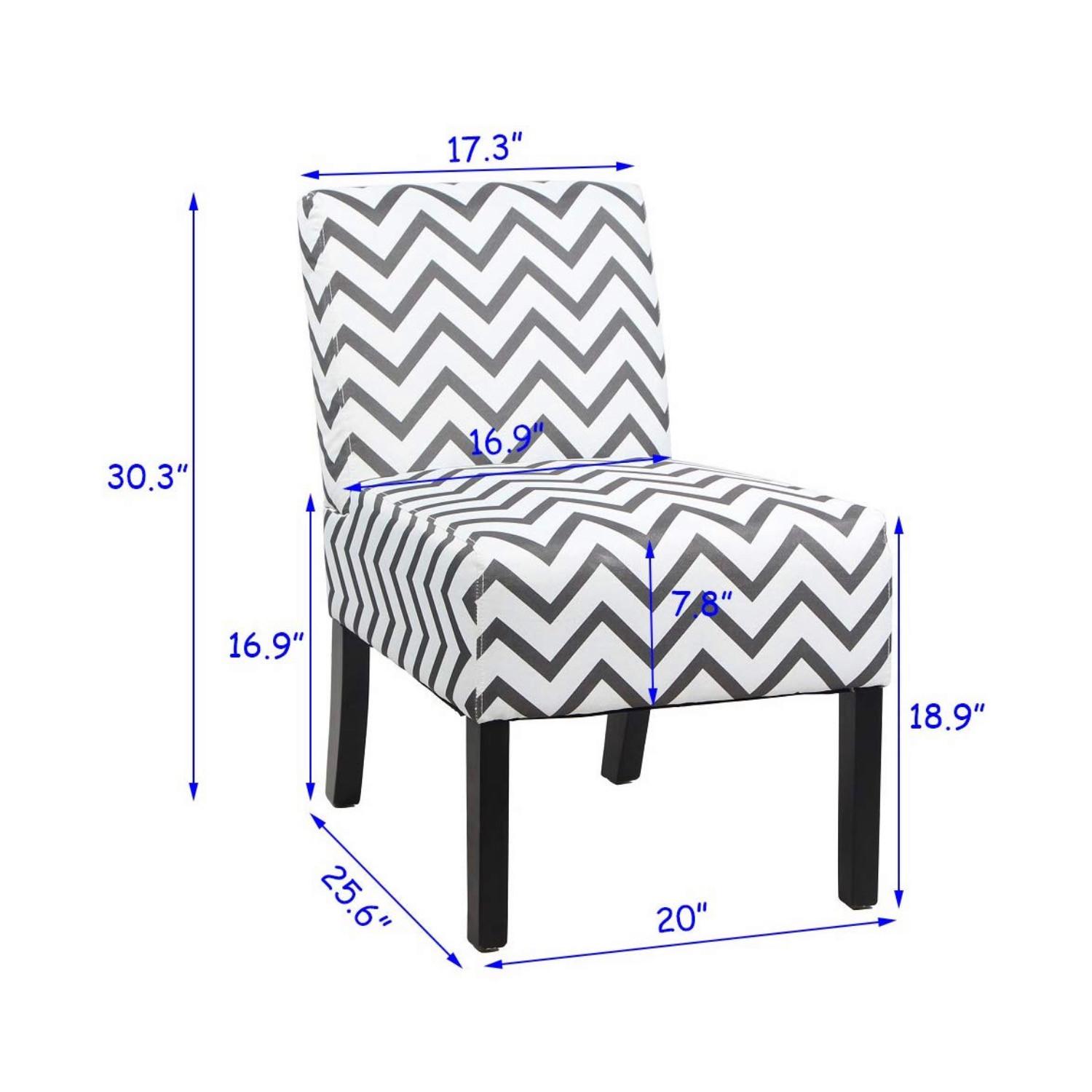 Black & White Striped Pattern Armless Accent Chair - image-7