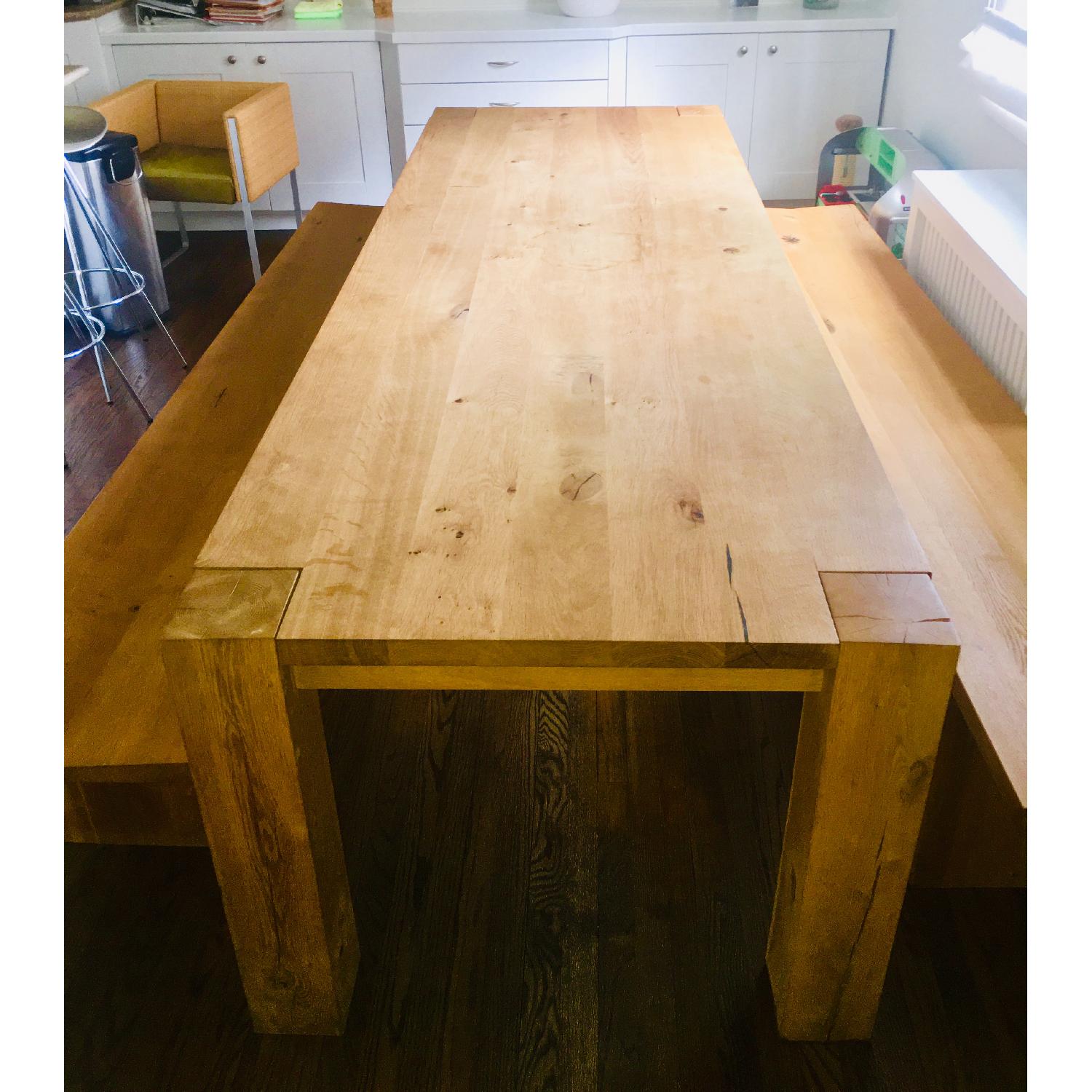 E15 Bigfoot Oak Table w/ 2 Taro Benches - image-4