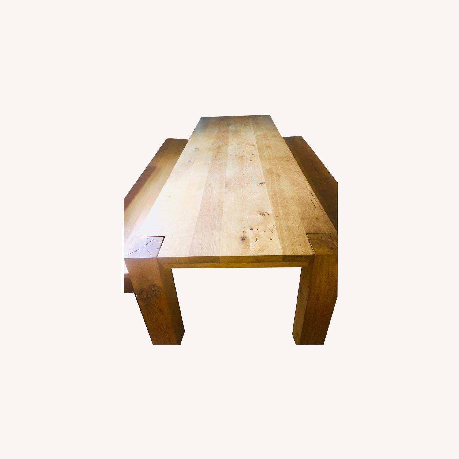 E15 Bigfoot Oak Table w/ 2 Taro Benches - image-0