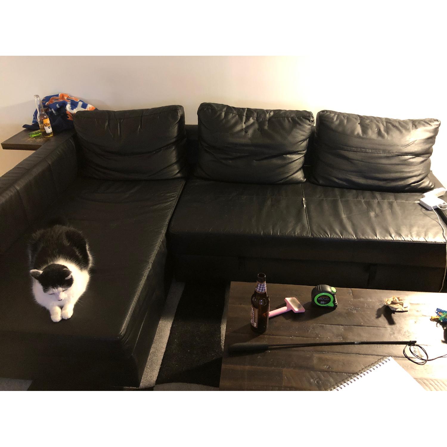 Ikea Friheten Black Faux Leather Sectional Sofa - image-2