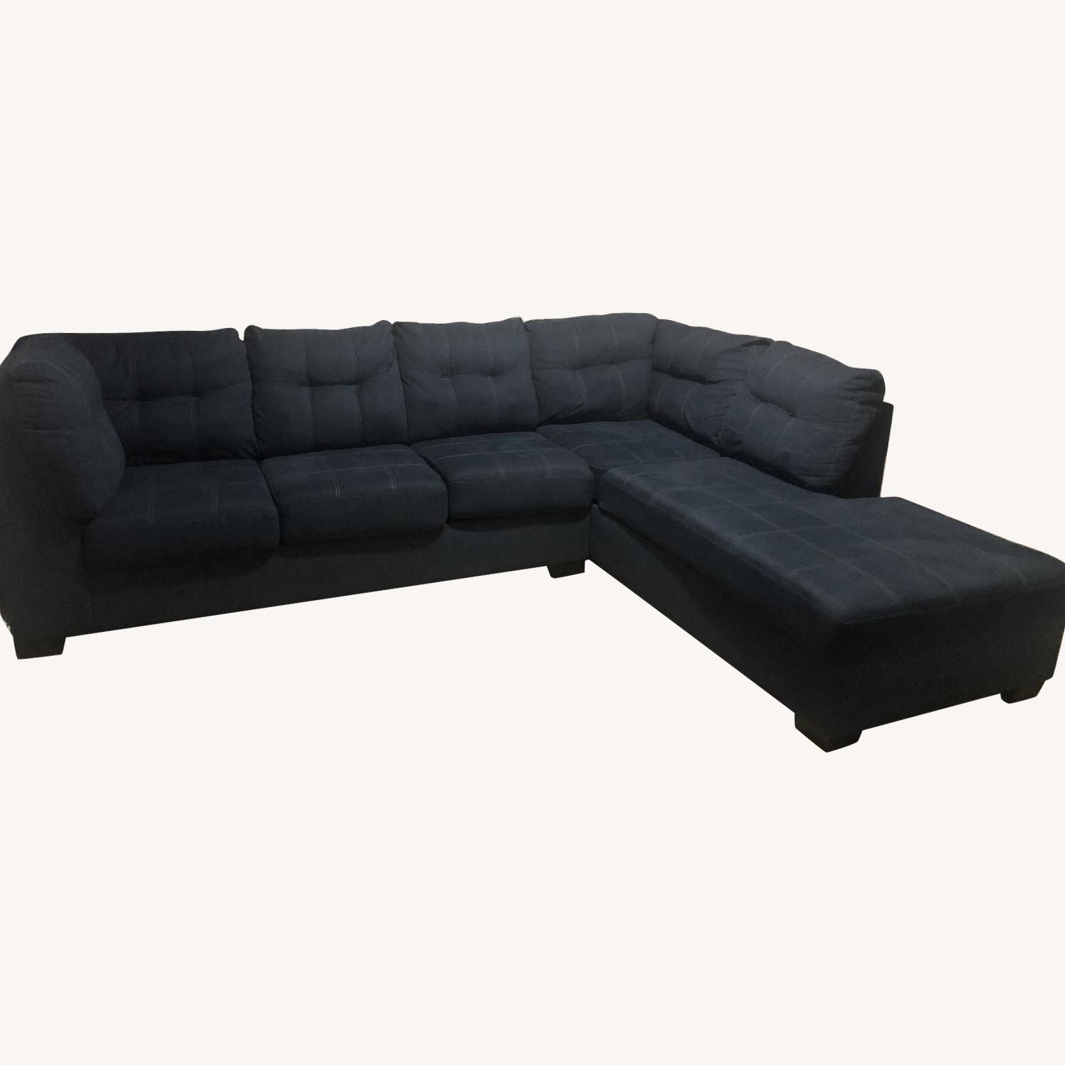 Jean Blue Fabric Upholstered 2 Piece Sectional Sofa Aptdeco