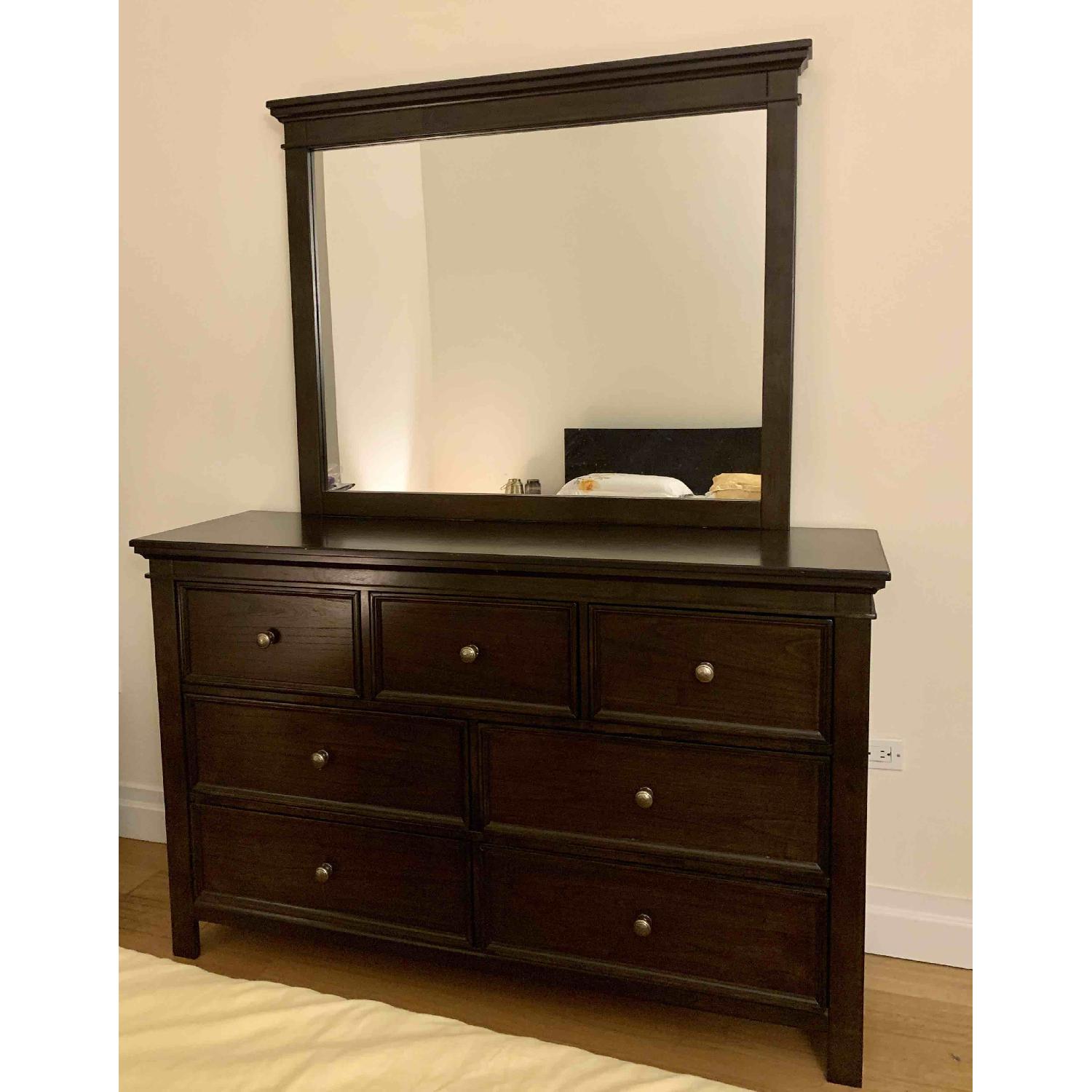 Ashley Dark Brown Dresser w/ Attached Mirror - image-1