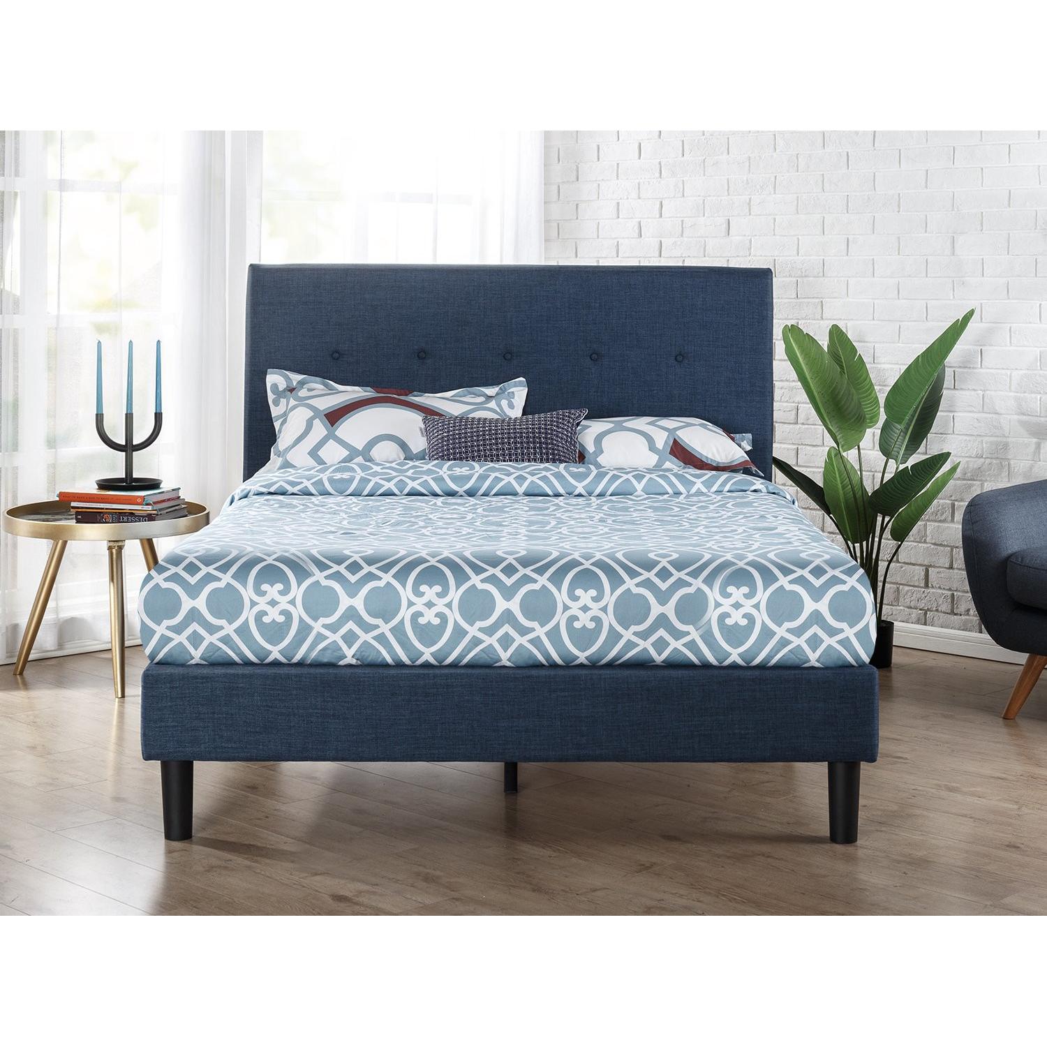 Zinus Omkaram Upholstered Navy Button Detailed Platform Bed - image-2