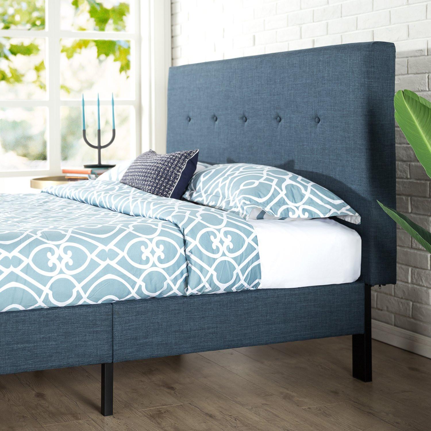 Zinus Omkaram Upholstered Navy Button Detailed Platform Bed - image-3