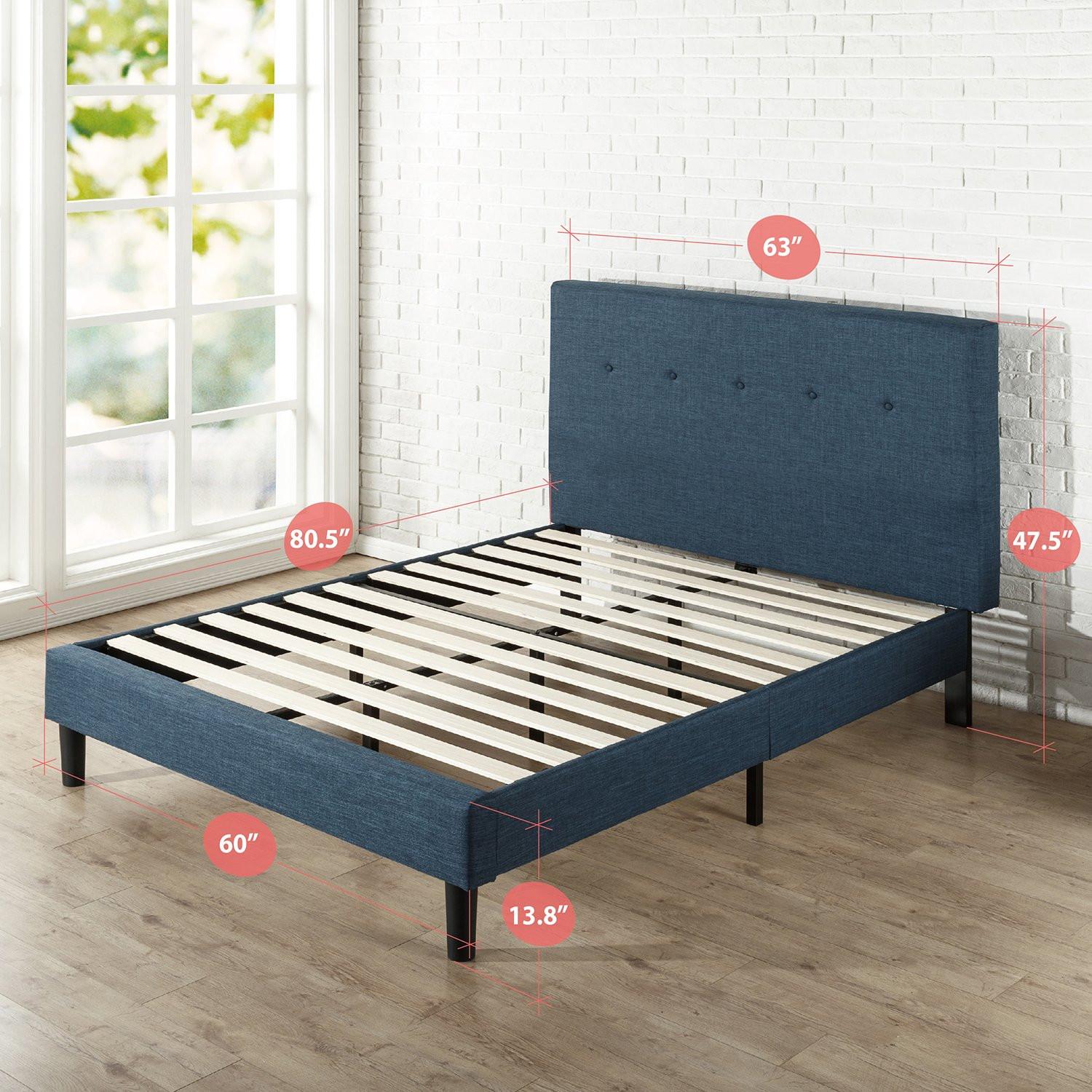 Zinus Omkaram Upholstered Navy Button Detailed Platform Bed - image-4