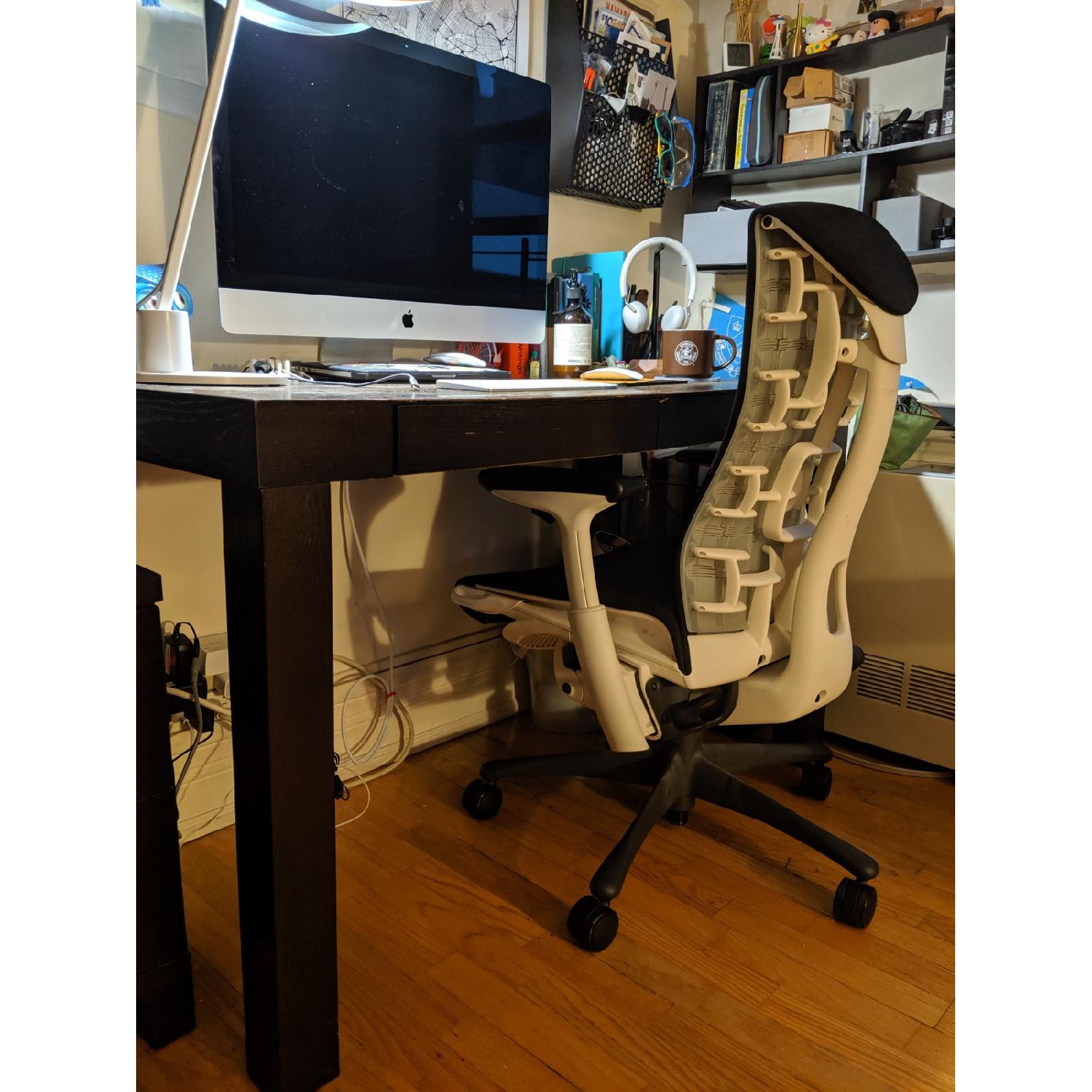West Elm Wood Desk in Walnut Color w/ 2 Drawers - image-1