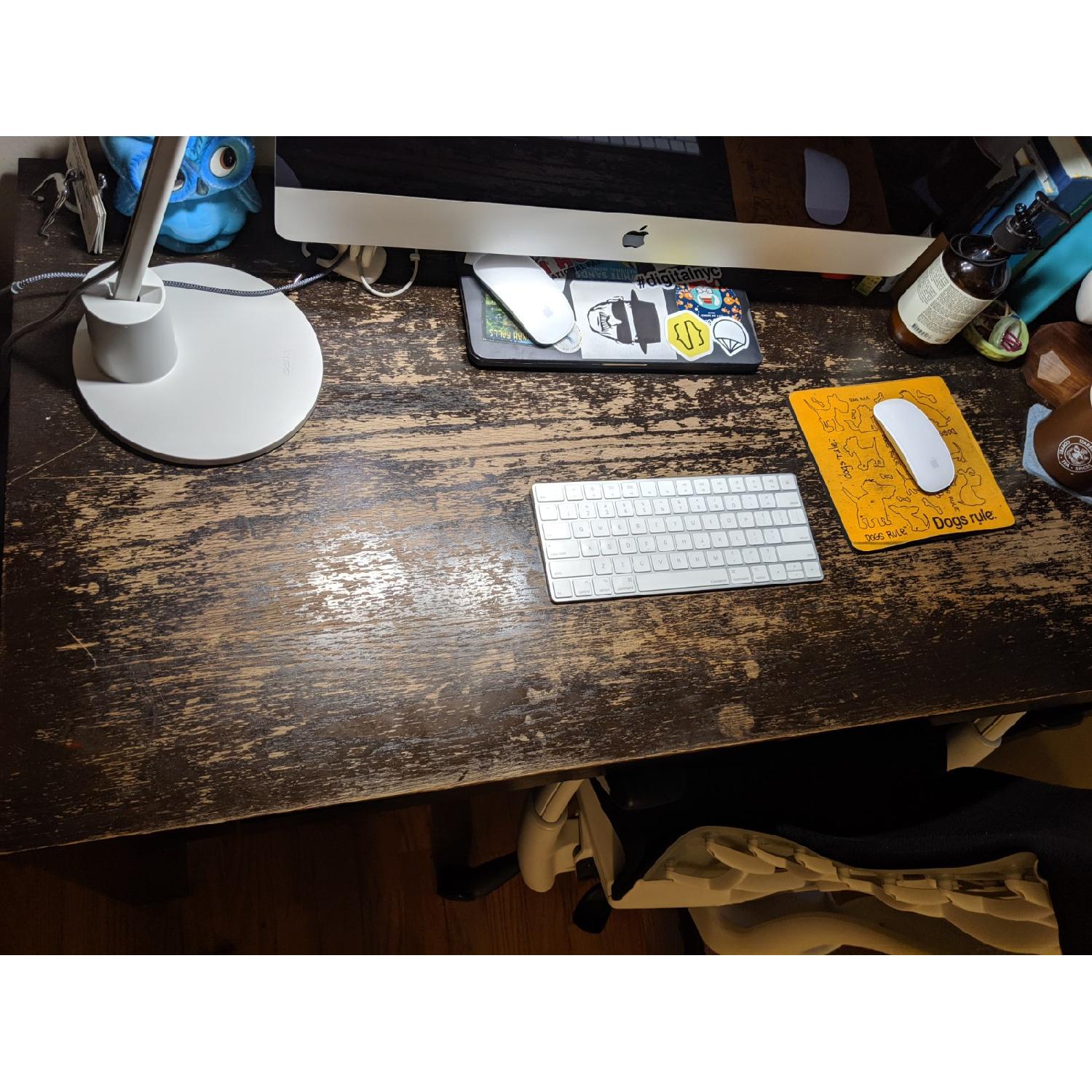 West Elm Wood Desk in Walnut Color w/ 2 Drawers - image-2