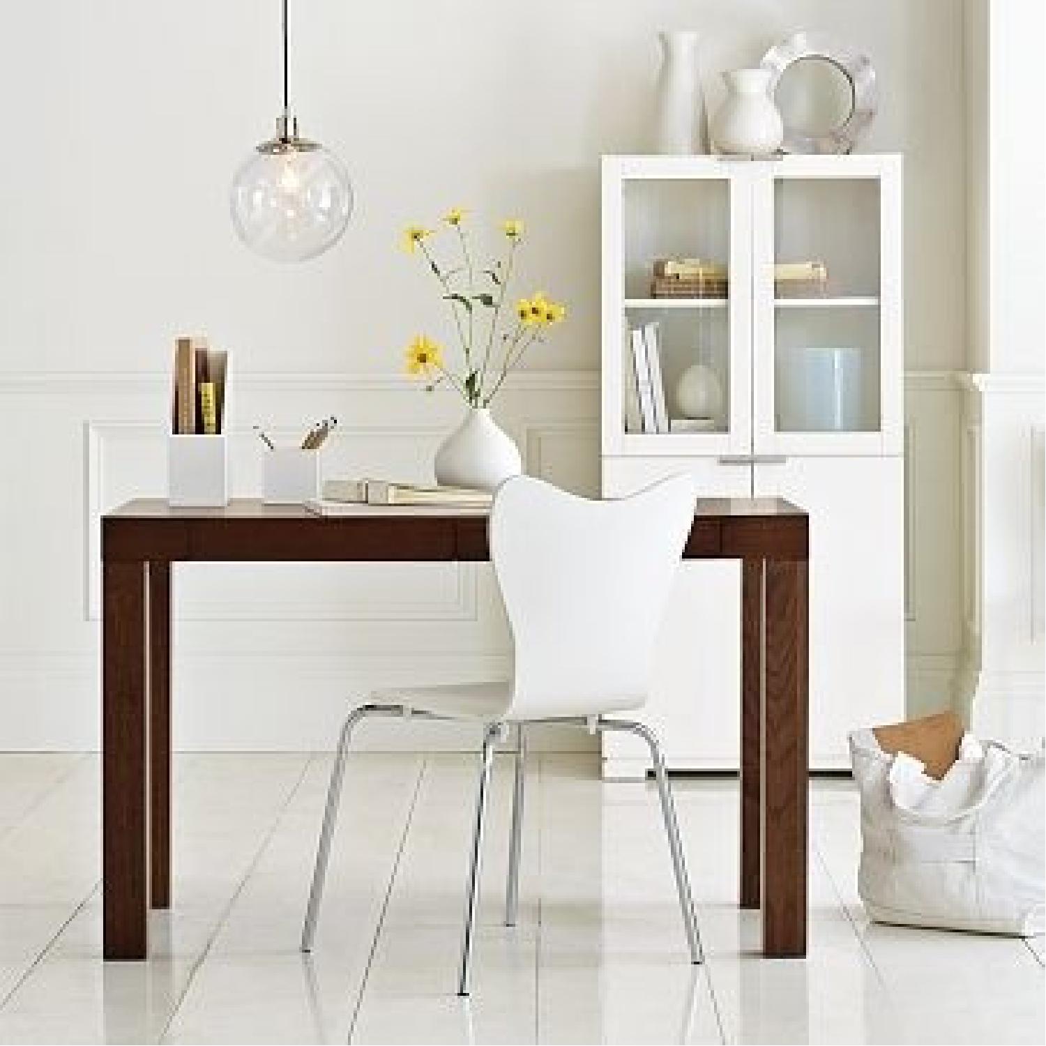 West Elm Wood Desk in Walnut Color w/ 2 Drawers - image-5