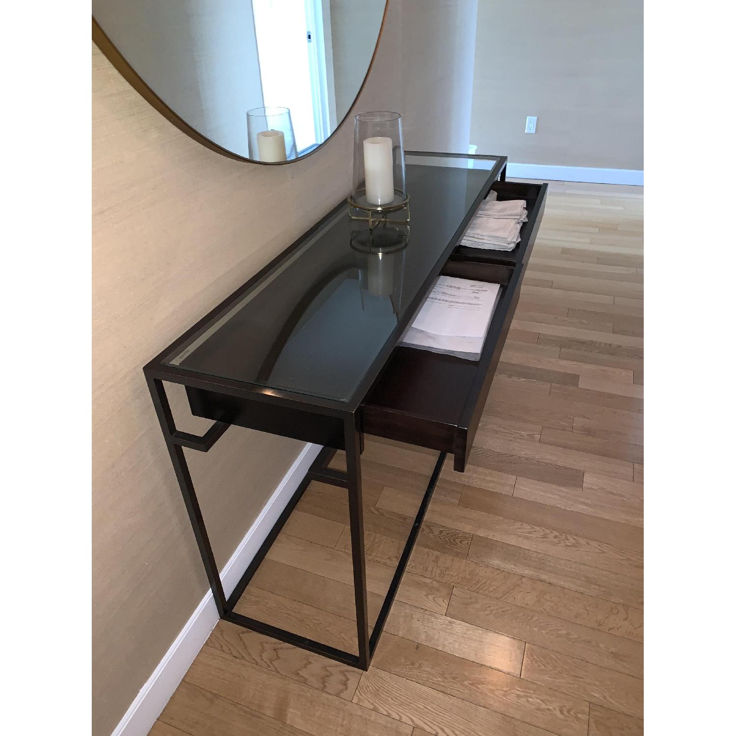 Restoration Hardware Metal/Wood & Glass Top Console Table AptDeco