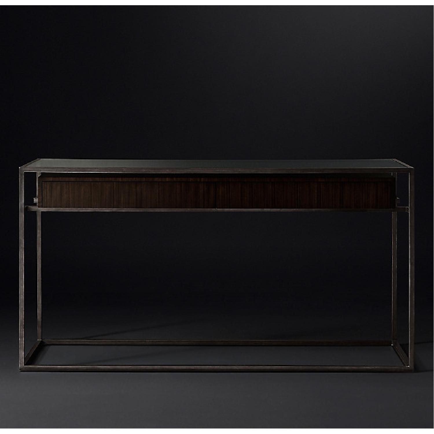 Restoration Hardware Metal/Wood & Glass Top Console Table AptDeco