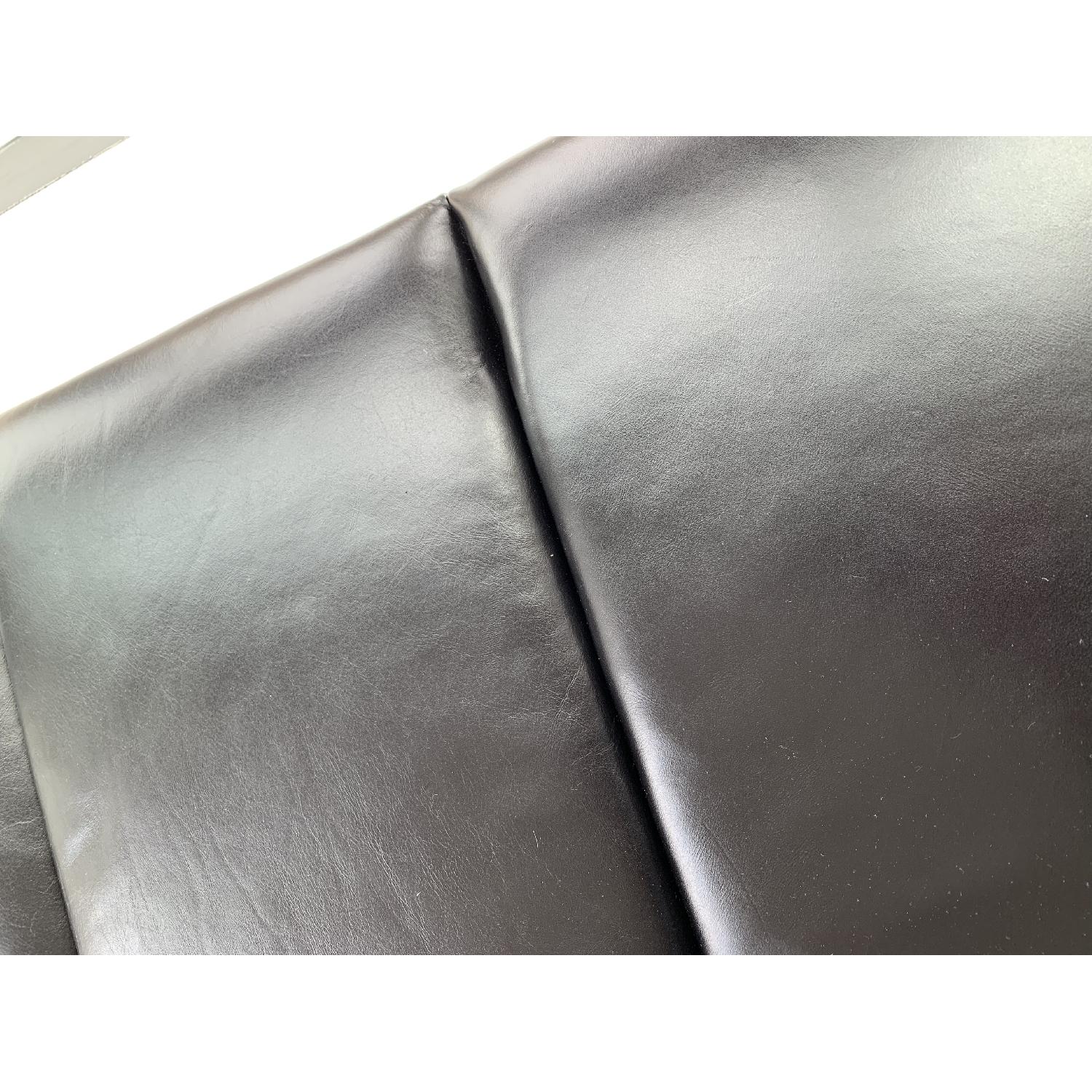 Mid Century Modern Black Leather & Brass Bench - image-3