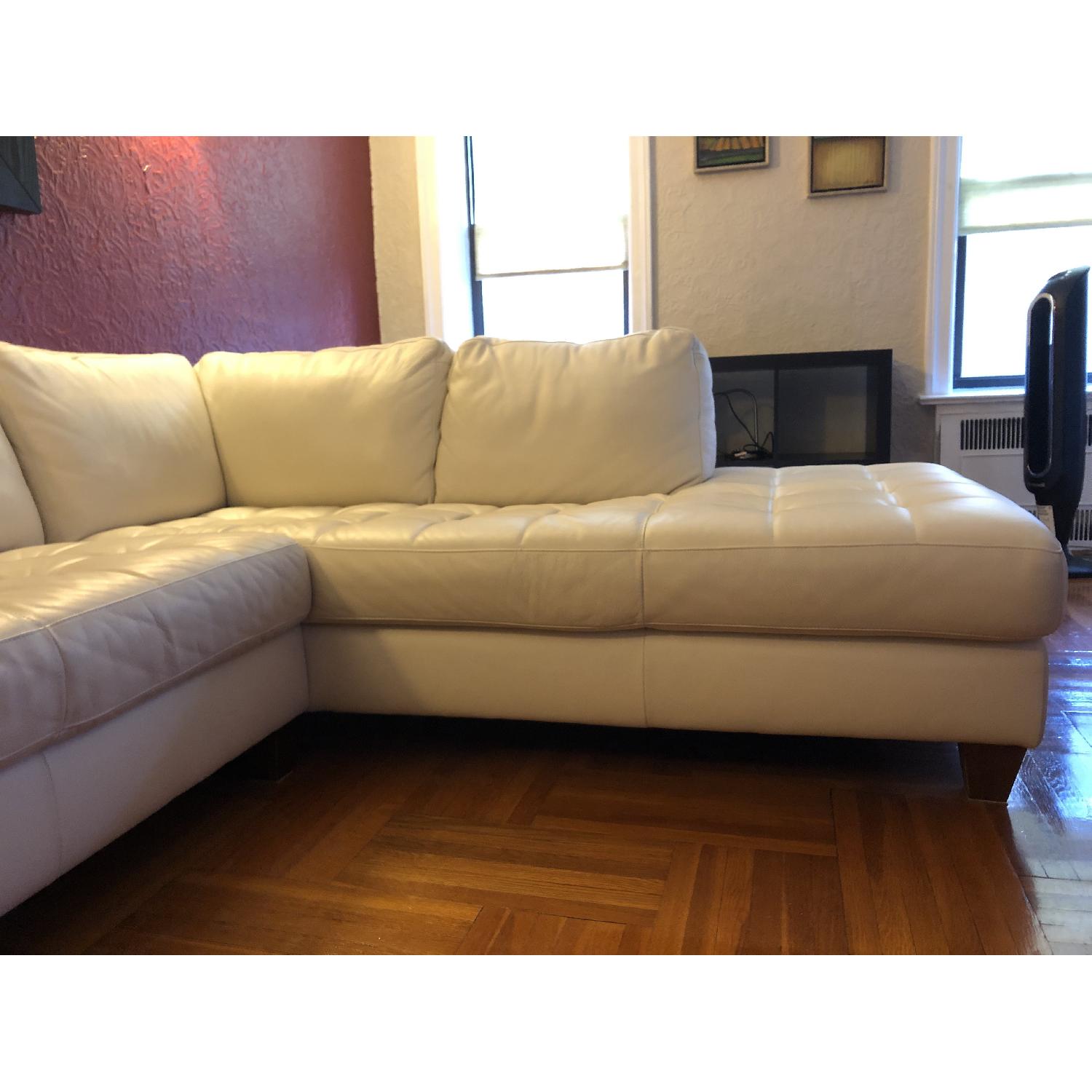 Macy's White Leather 2Piece Sectional Sofa AptDeco