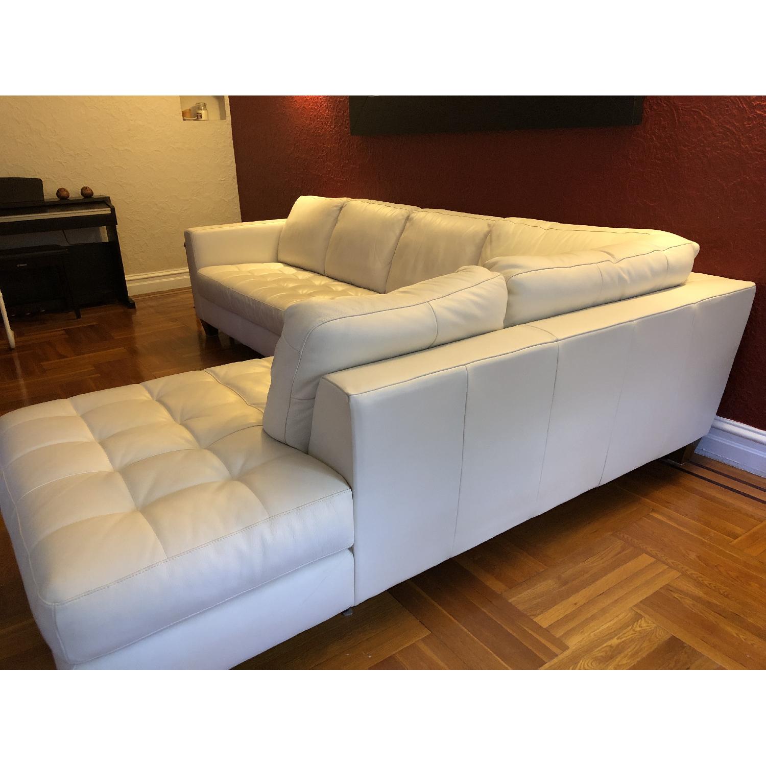 Macy's White Leather 2-Piece Sectional Sofa - image-6