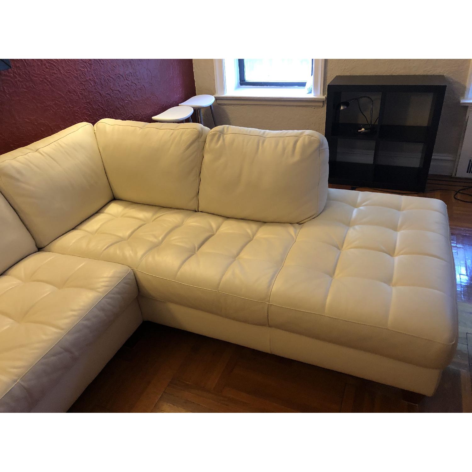 Macy's White Leather 2-Piece Sectional Sofa - image-3