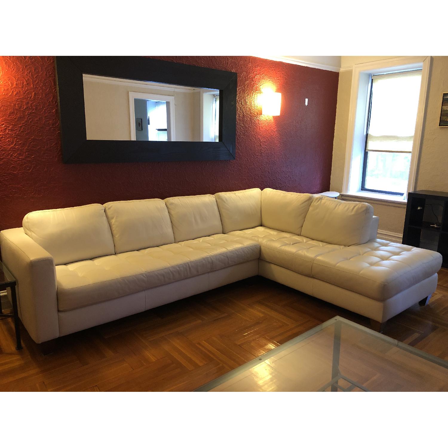 Macy's White Leather 2-Piece Sectional Sofa - image-0