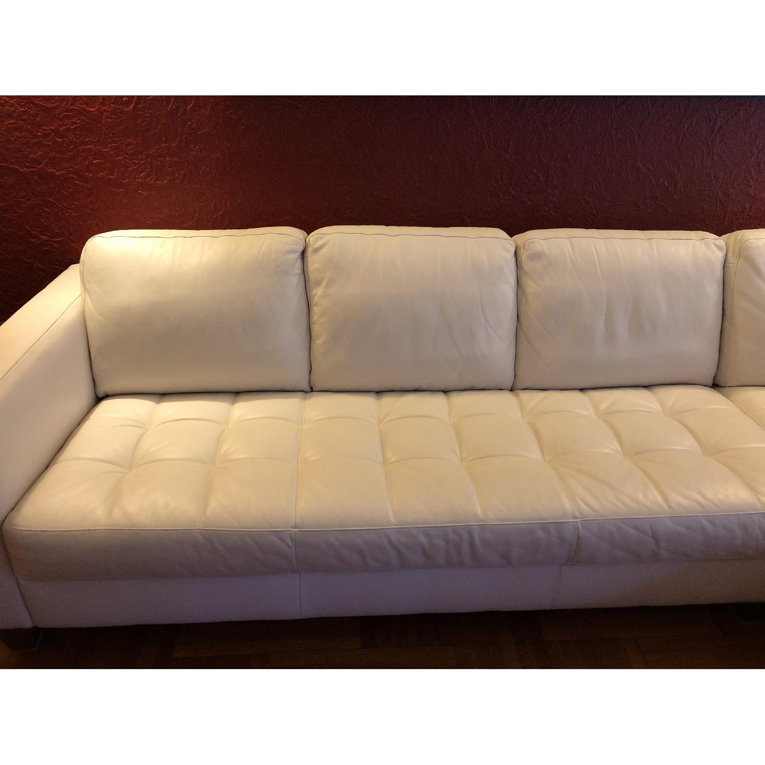 Macy's White Leather 2-Piece Sectional Sofa - image-2