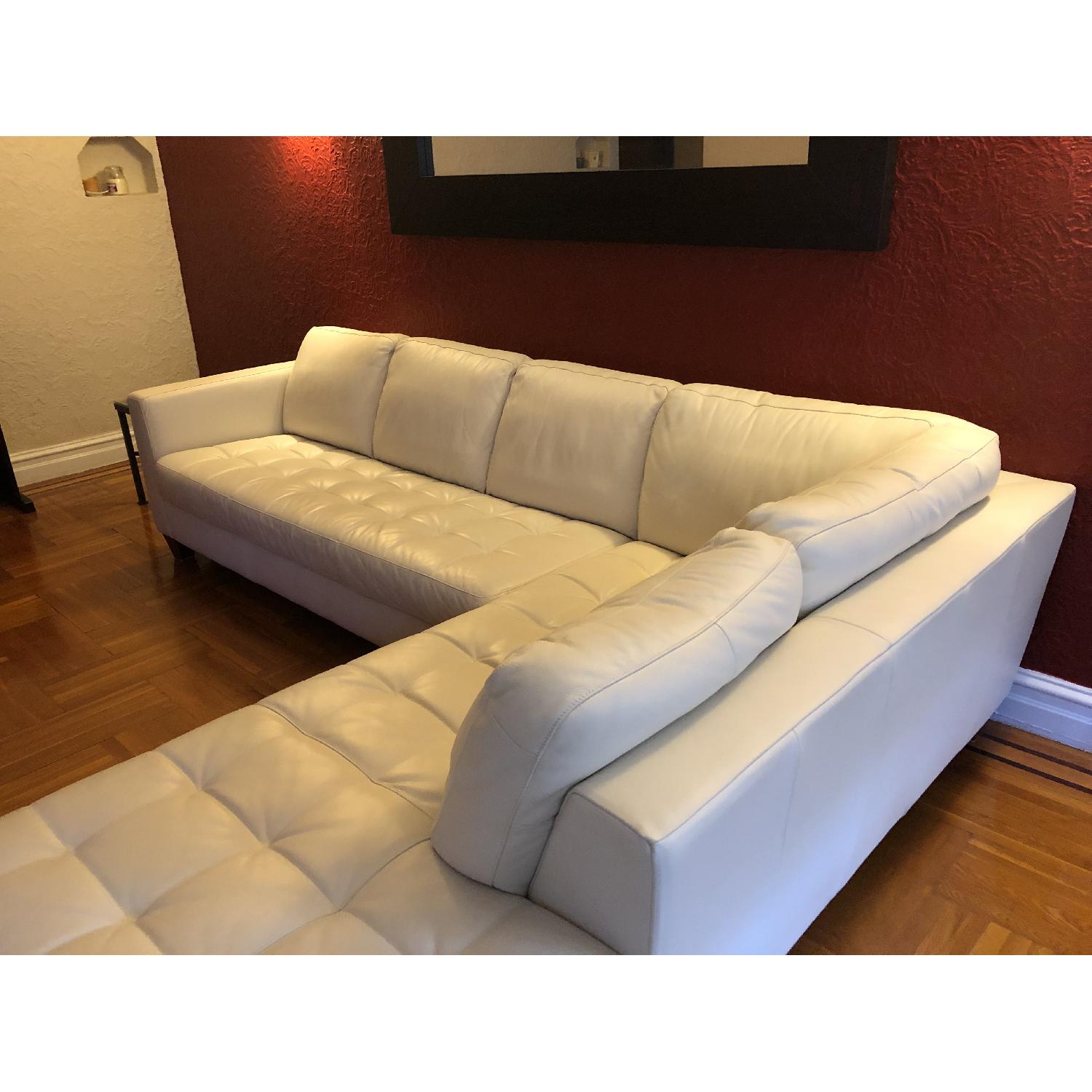 Macy's White Leather 2-Piece Sectional Sofa - image-7