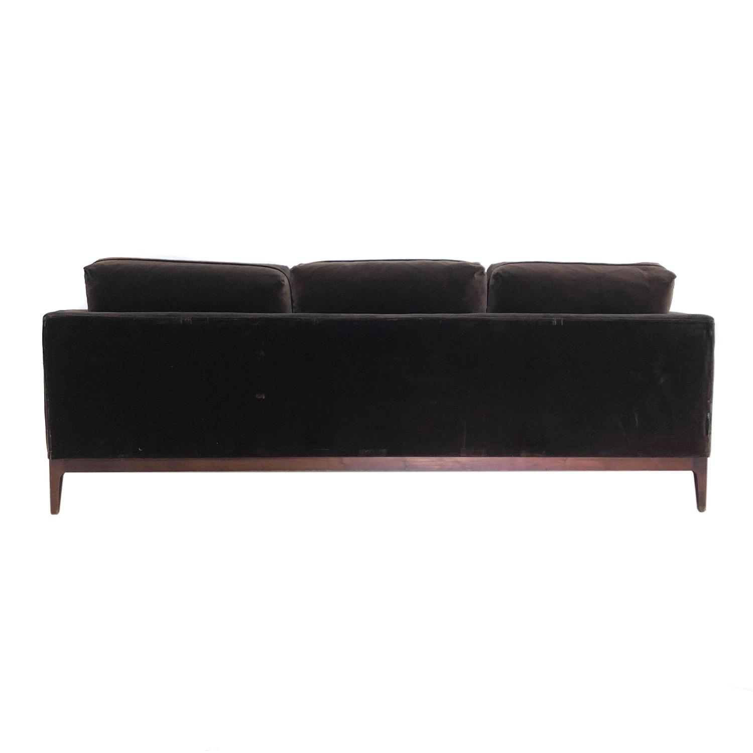 Mid Century Modern Walnut Base Velvet Sofa - image-1