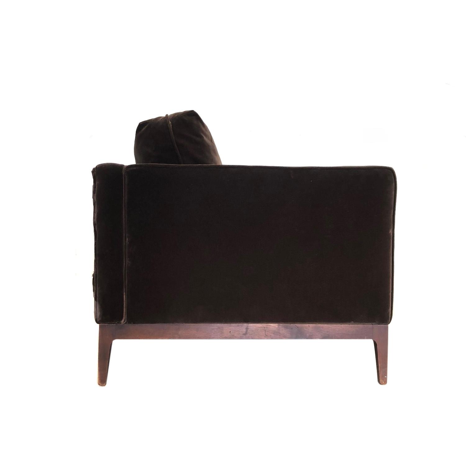 Mid Century Modern Walnut Base Velvet Sofa - image-5