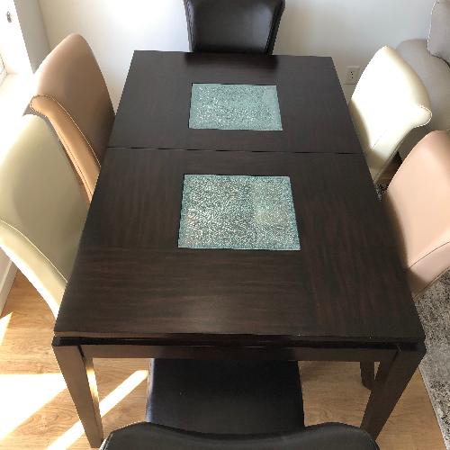 Alpine Lakeport Espresso Extension Dining Table w/ 6 Chairs