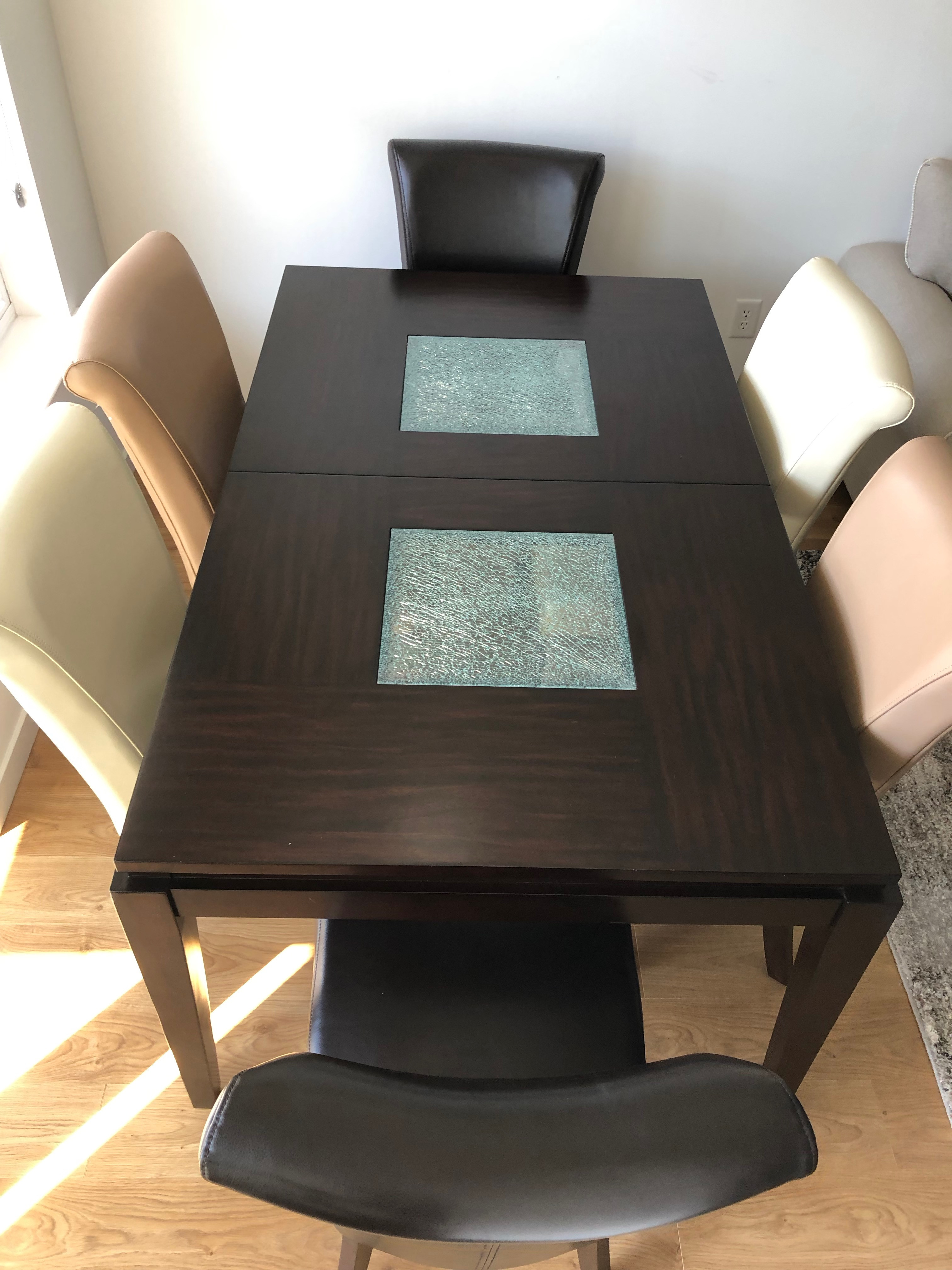 Alpine Lakeport Espresso Extension Dining Table w/ 6 Chairs