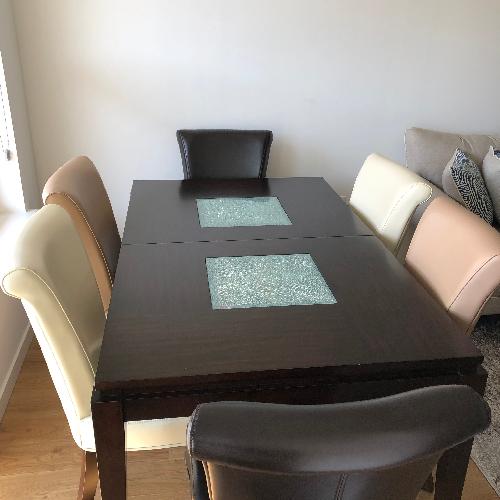 Alpine Lakeport Espresso Extension Dining Table w/ 6 Chairs