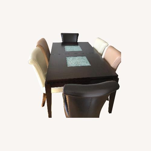Alpine Lakeport Espresso Extension Dining Table w/ 6 Chairs