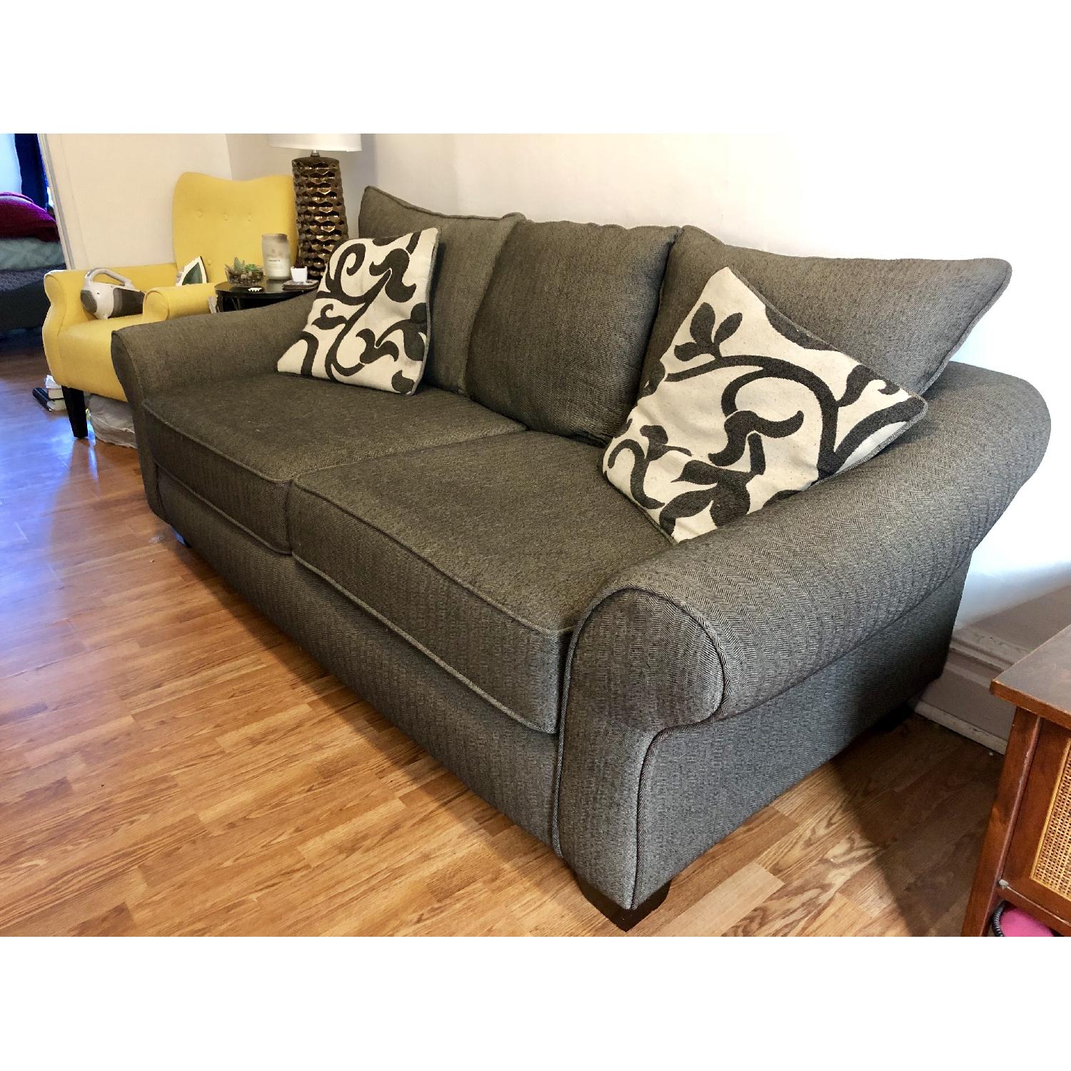 American Signature Gray/Chevron Cloud Sofa - image-1