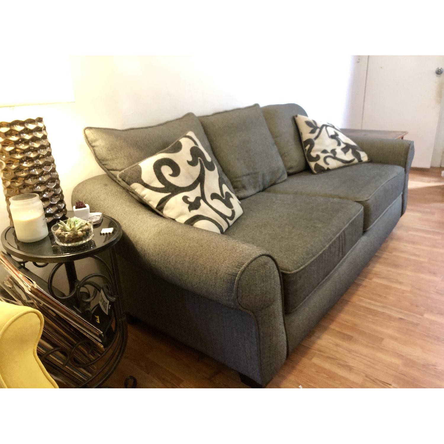 American Signature Gray/Chevron Cloud Sofa - image-3