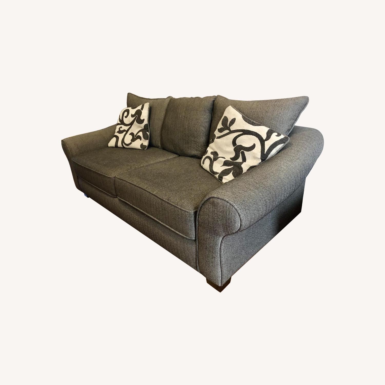 American Signature Gray/Chevron Cloud Sofa - image-0